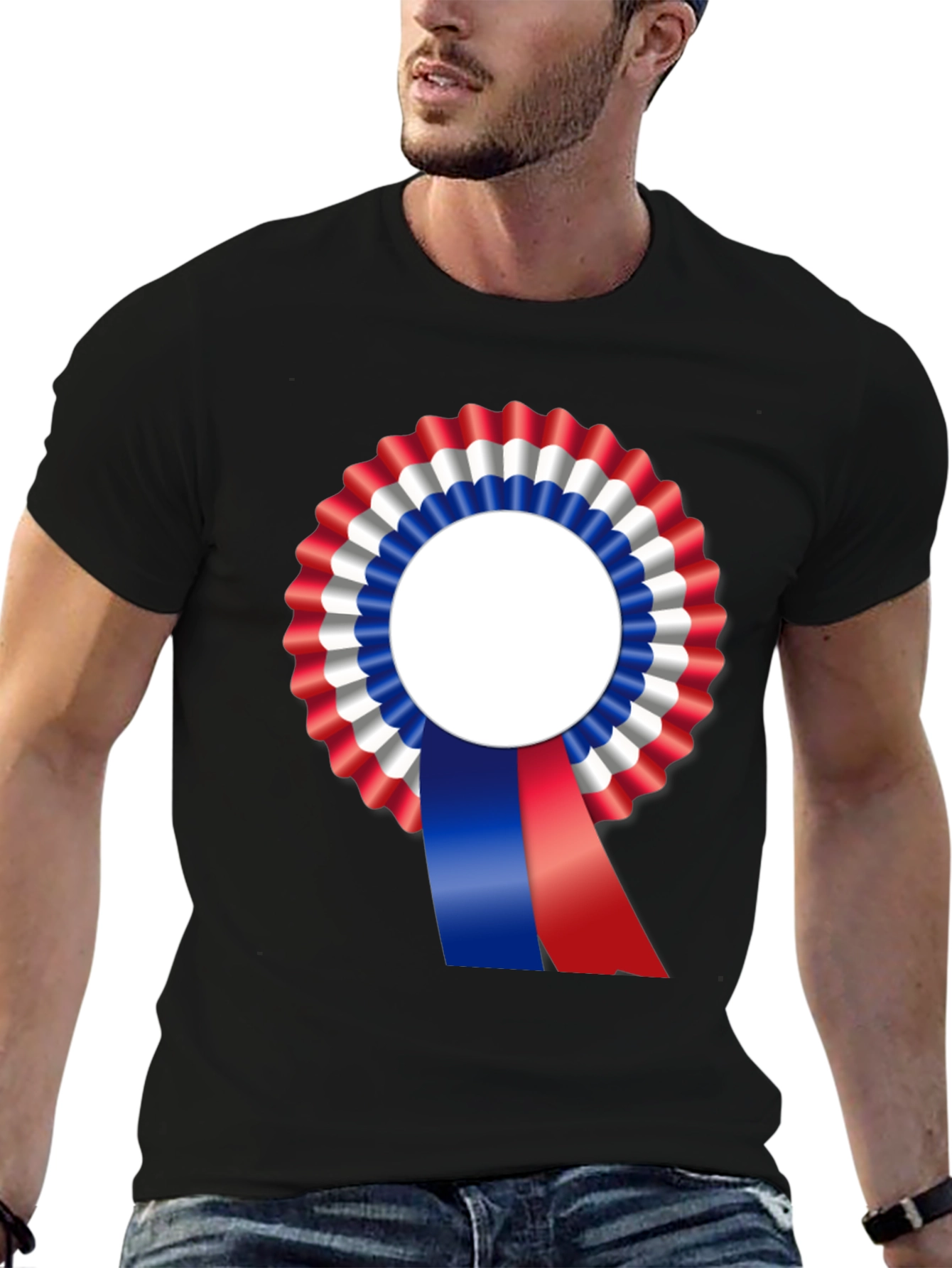 Patriotic Rosette Graphic Tee - Black Unisex Shirt