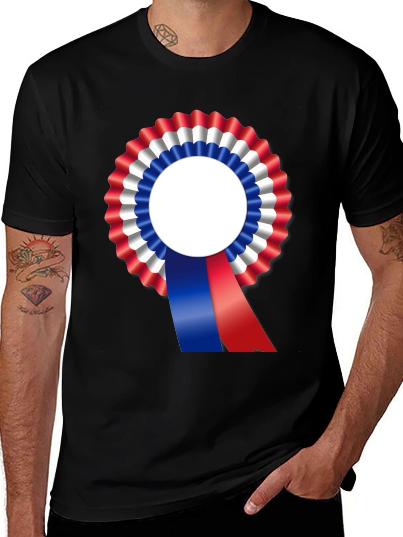 Patriotic Rosette Graphic Tee - Black Unisex Shirt