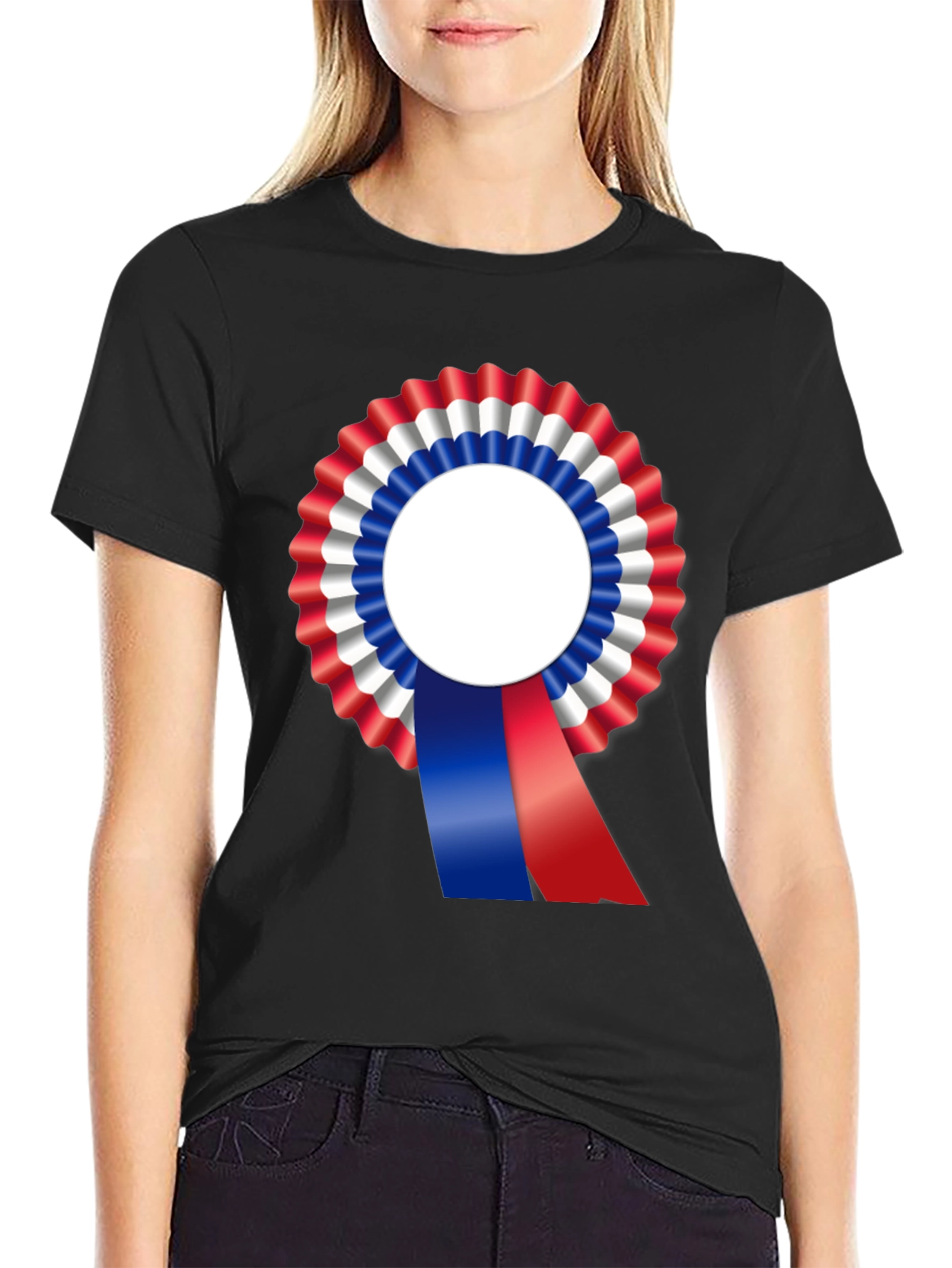 Patriotic Rosette Graphic Tee - Black Unisex Shirt