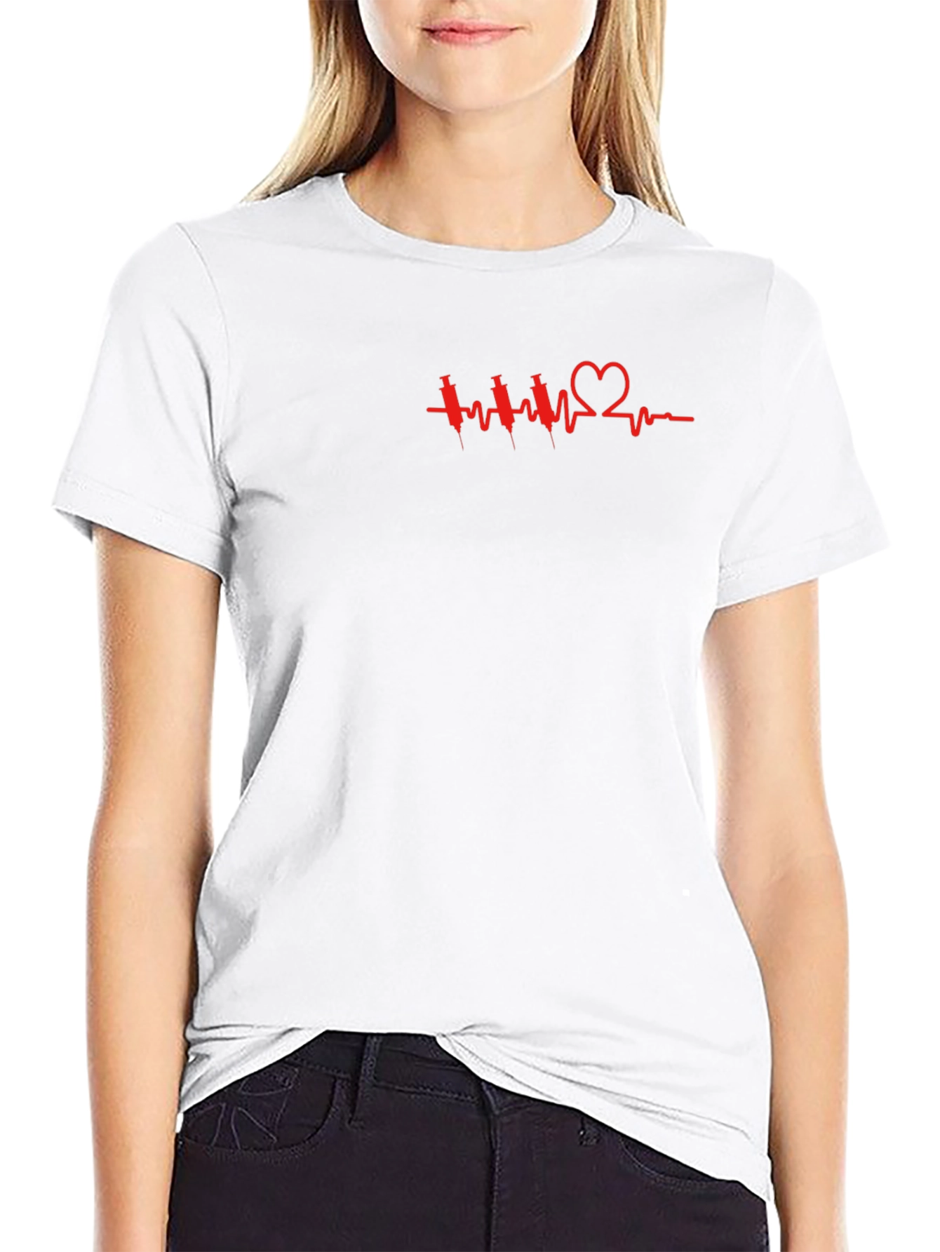 Heartbeat Syringe Graphic T-Shirt - Trendy Casual Wear