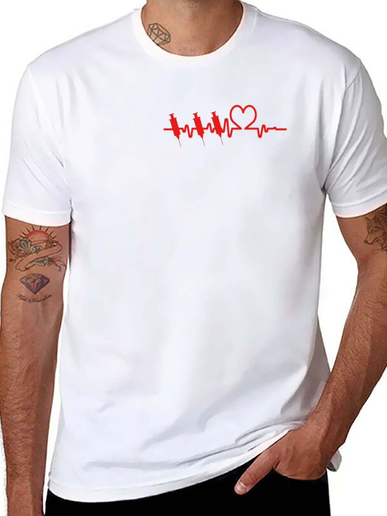 Heartbeat Syringe Graphic T-Shirt - Trendy Casual Wear