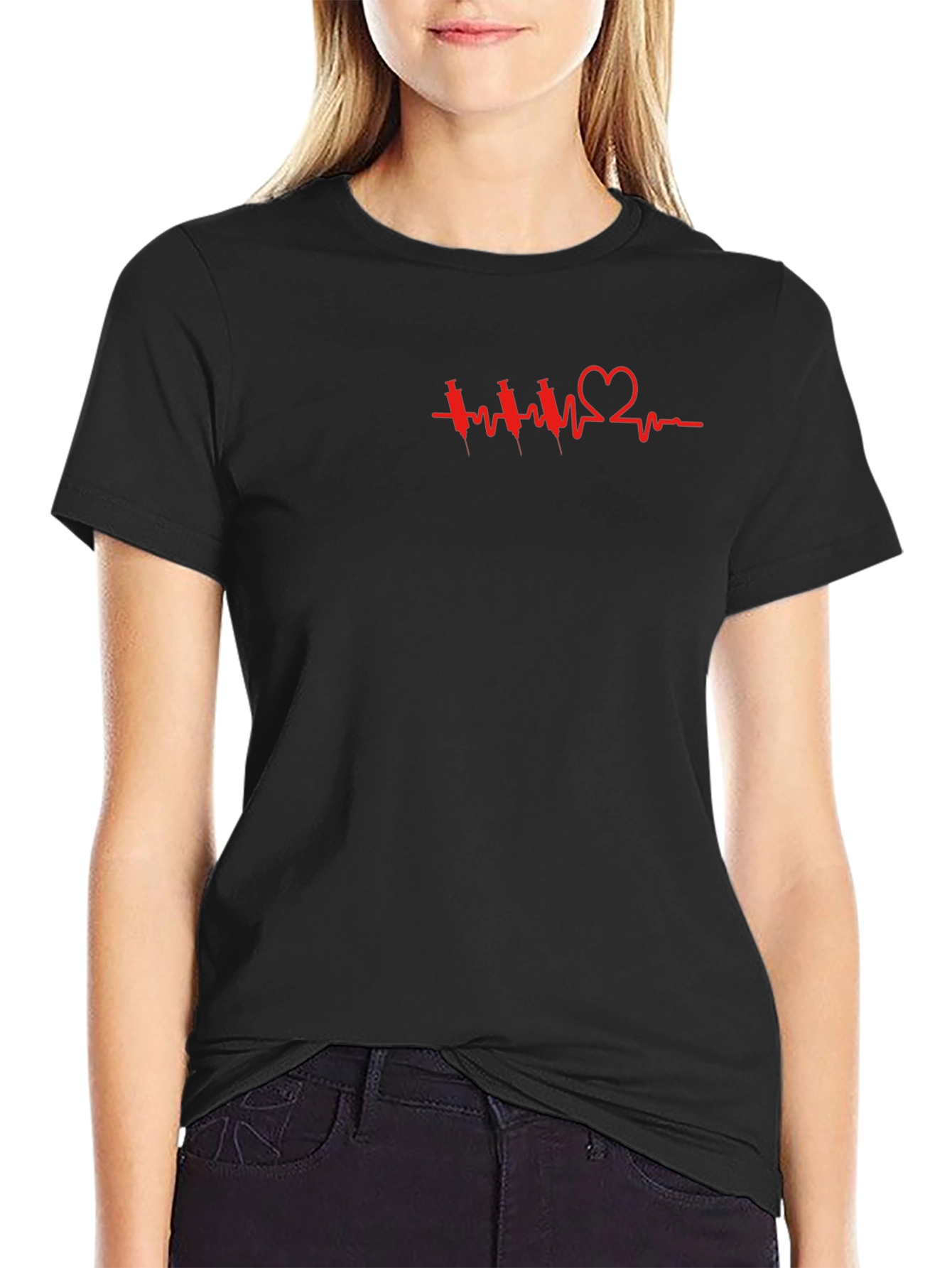 Heartbeat Syringe Graphic T-Shirt - Trendy Casual Wear