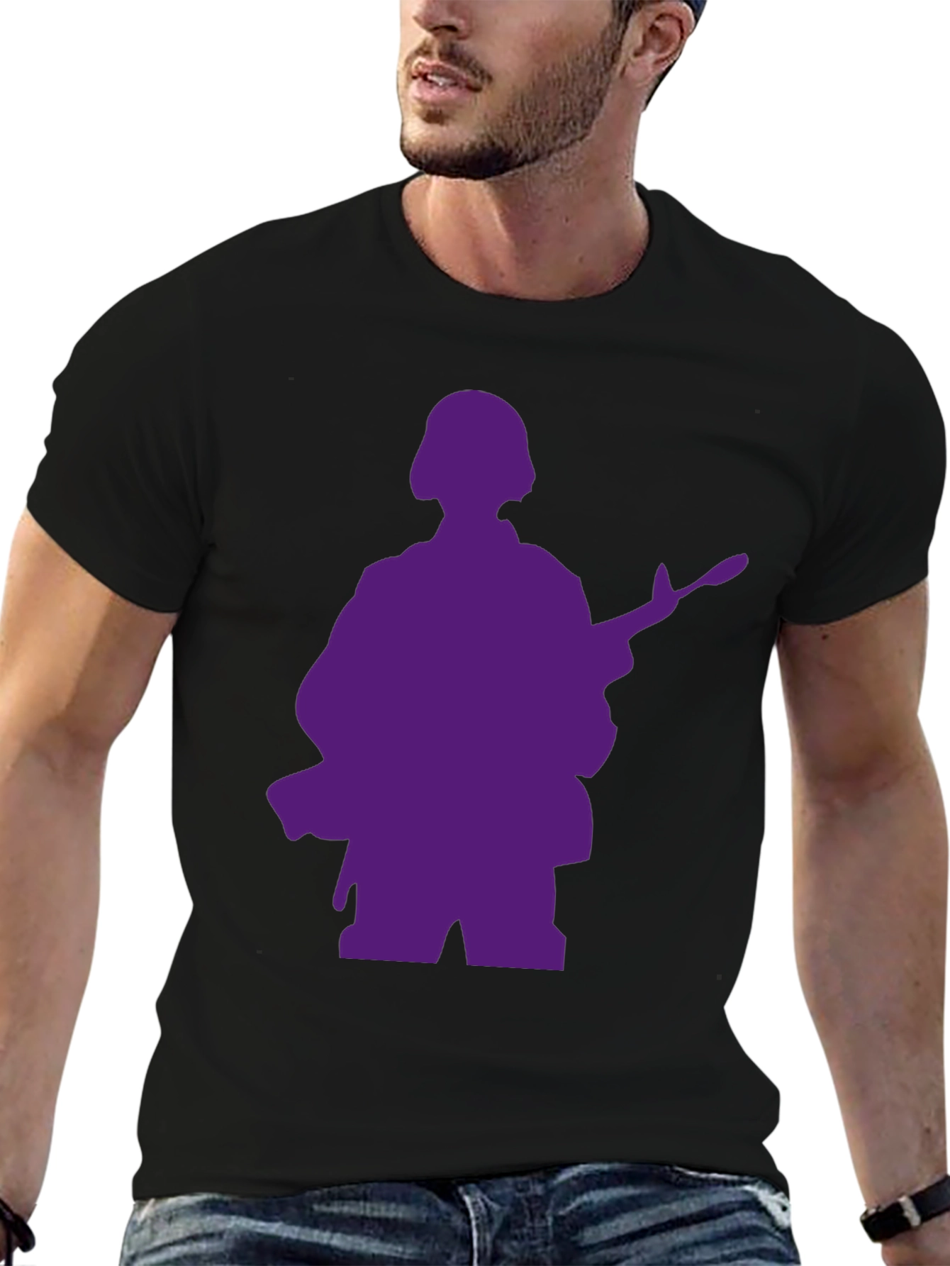Purple Soldier Graphic Black T-Shirt