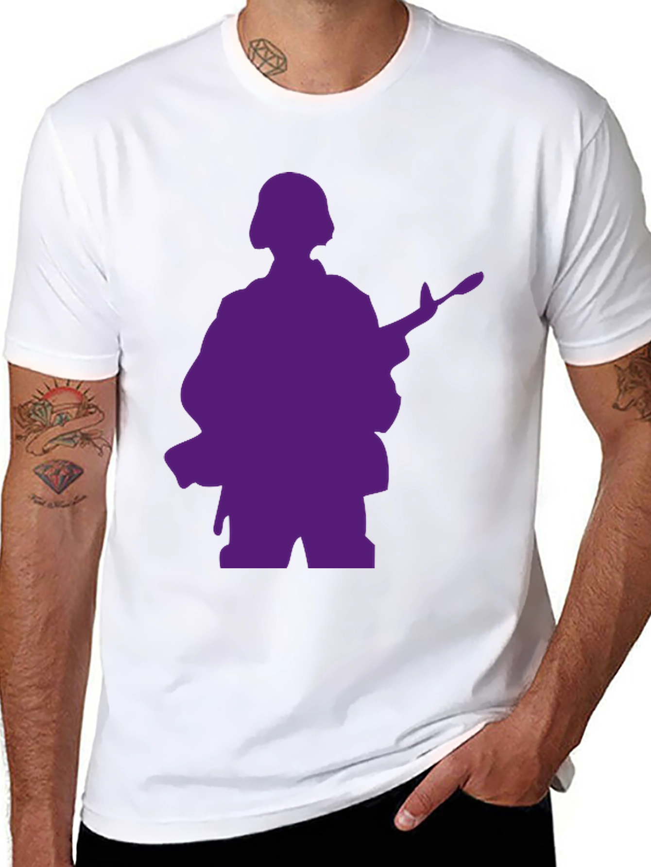 Purple Soldier Graphic Black T-Shirt