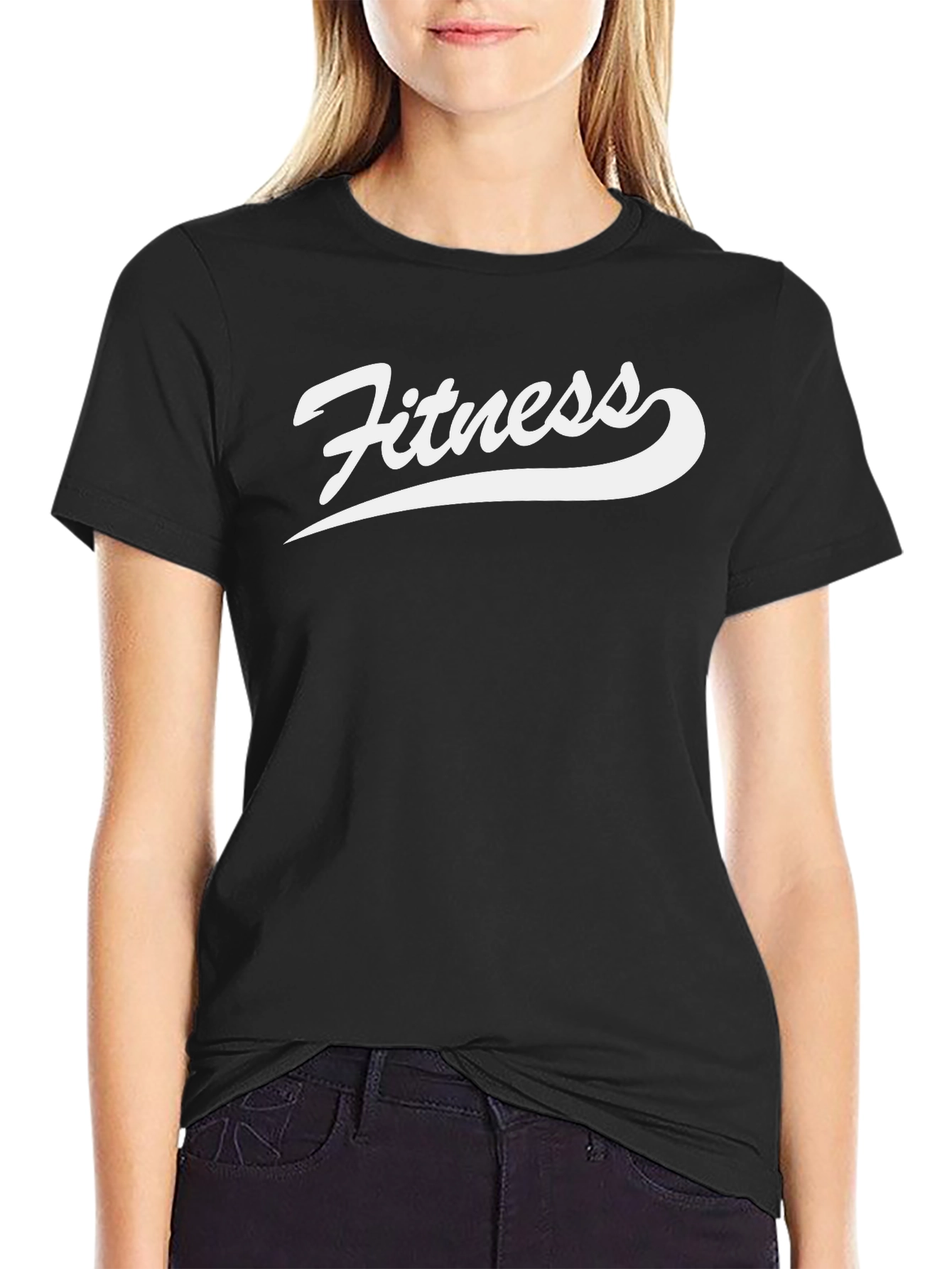 Fitness Graphic Tee - Black Cotton T-Shirt
