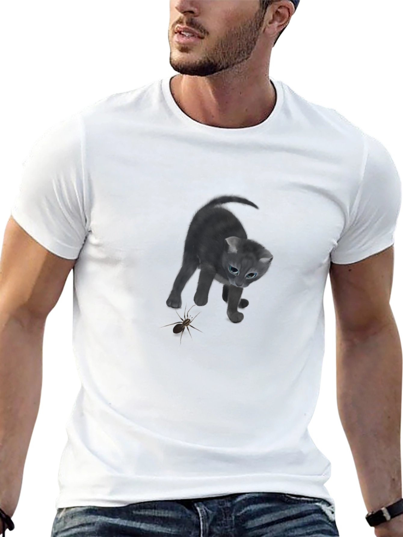 Curious Kitten T-Shirt - Soft Cotton Blend Playful Design