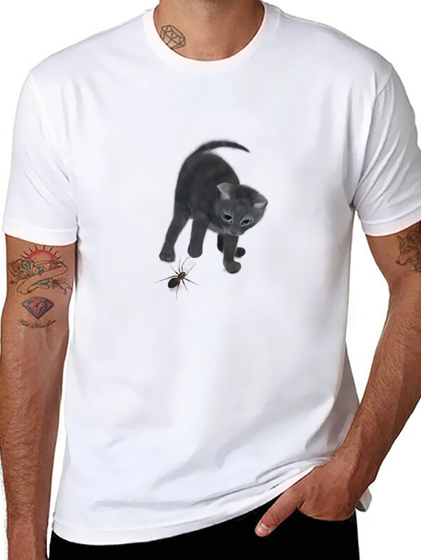 Curious Kitten T-Shirt - Soft Cotton Blend Playful Design