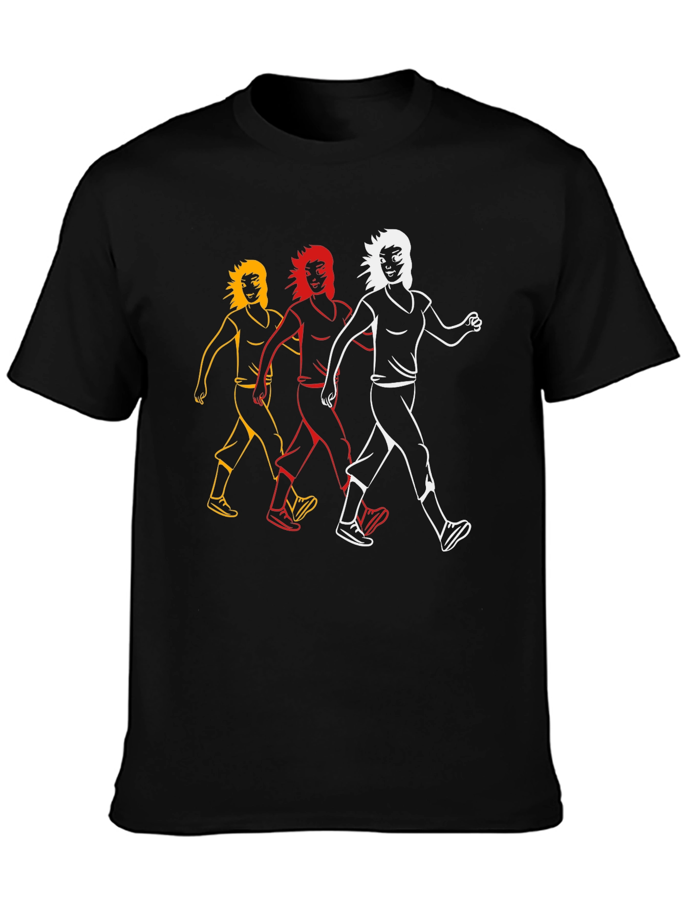 Walking Figures Graphic Tee - Black Cotton Blend