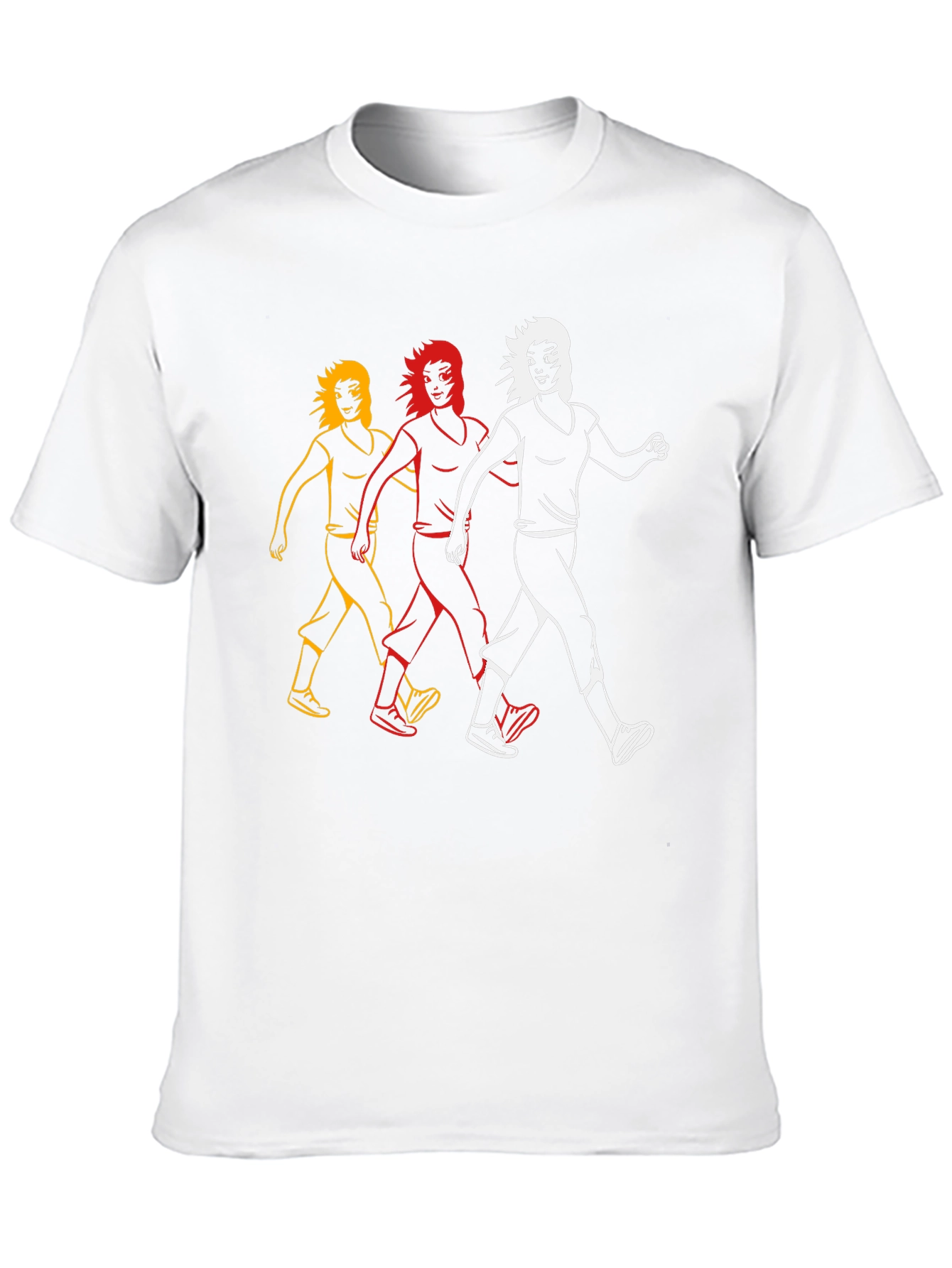 Walking Figures Graphic Tee - Black Cotton Blend