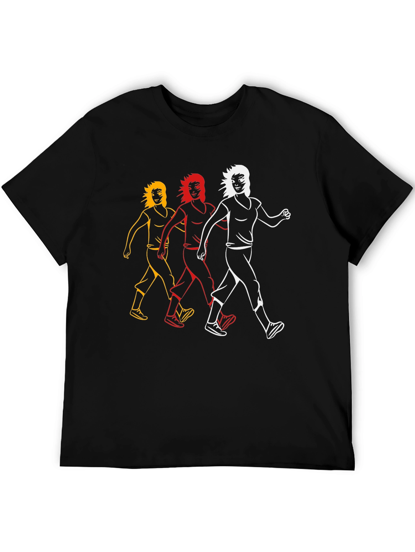 Walking Figures Graphic Tee - Black Cotton Blend