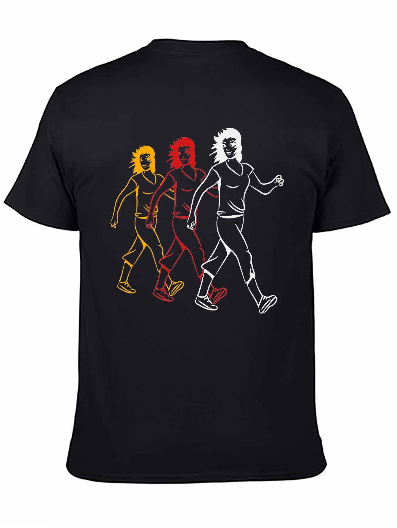 Walking Figures Graphic Tee - Black Cotton Blend