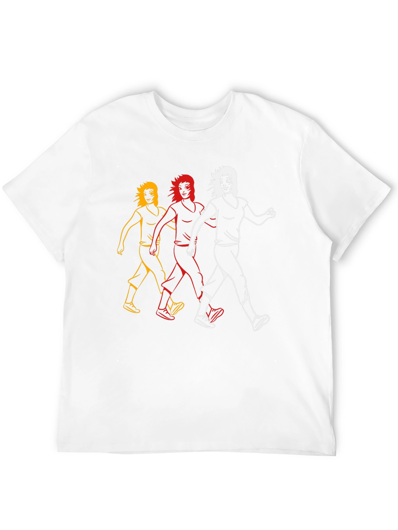 Walking Figures Graphic Tee - Black Cotton Blend