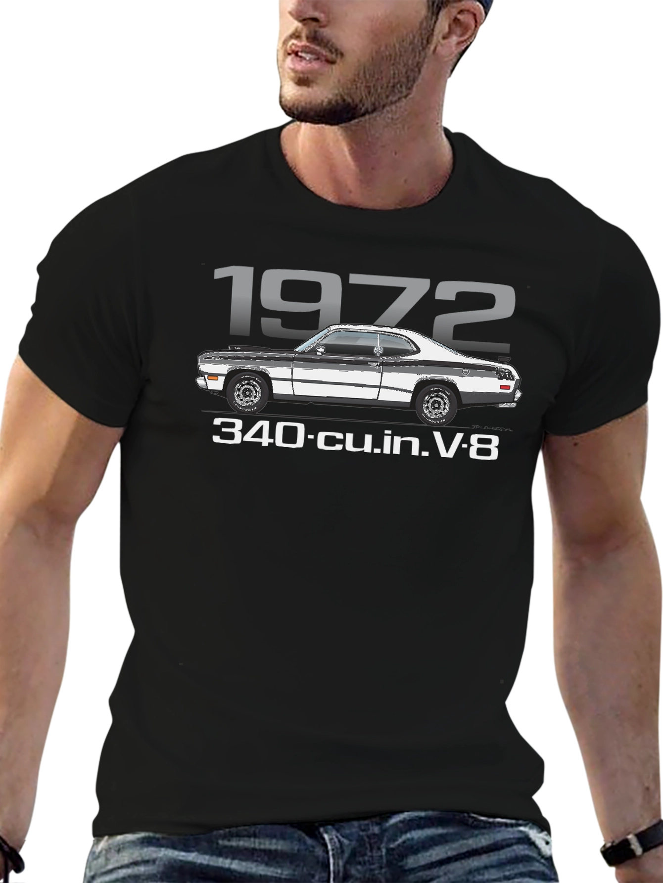 1972 Car Enthusiast Black Graphic Tee