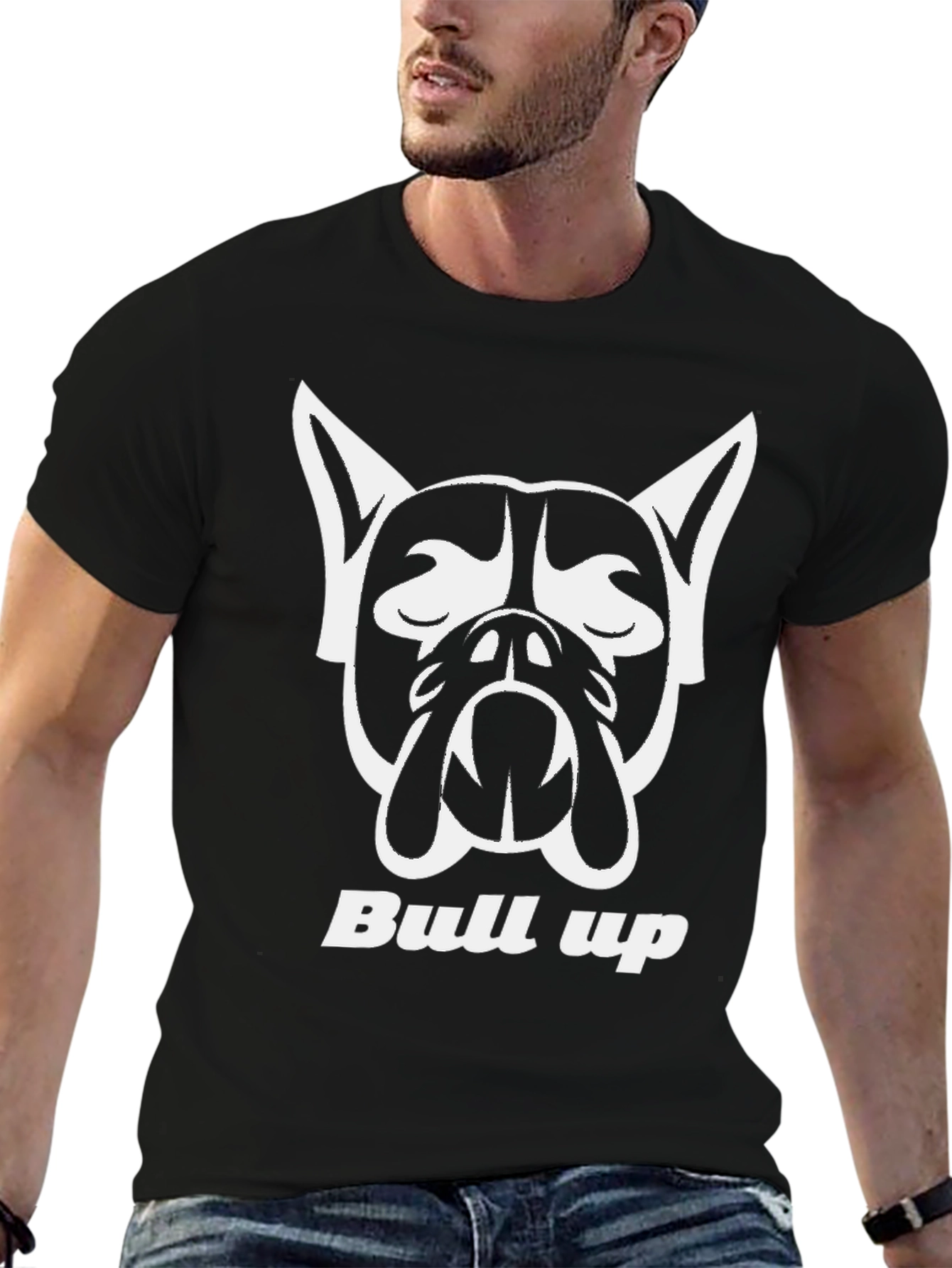 Bull Up Graphic Tee - Black Cotton Blend