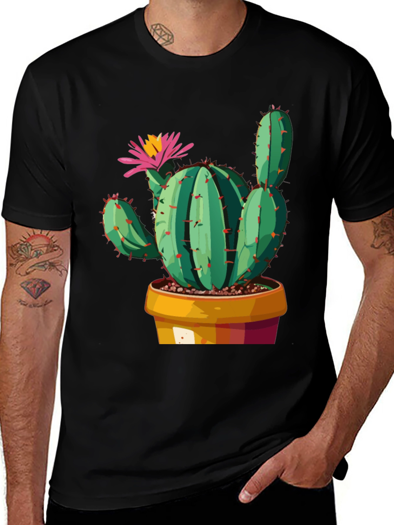 Cactus Flower Graphic Tee - Trendy Unisex T-Shirt