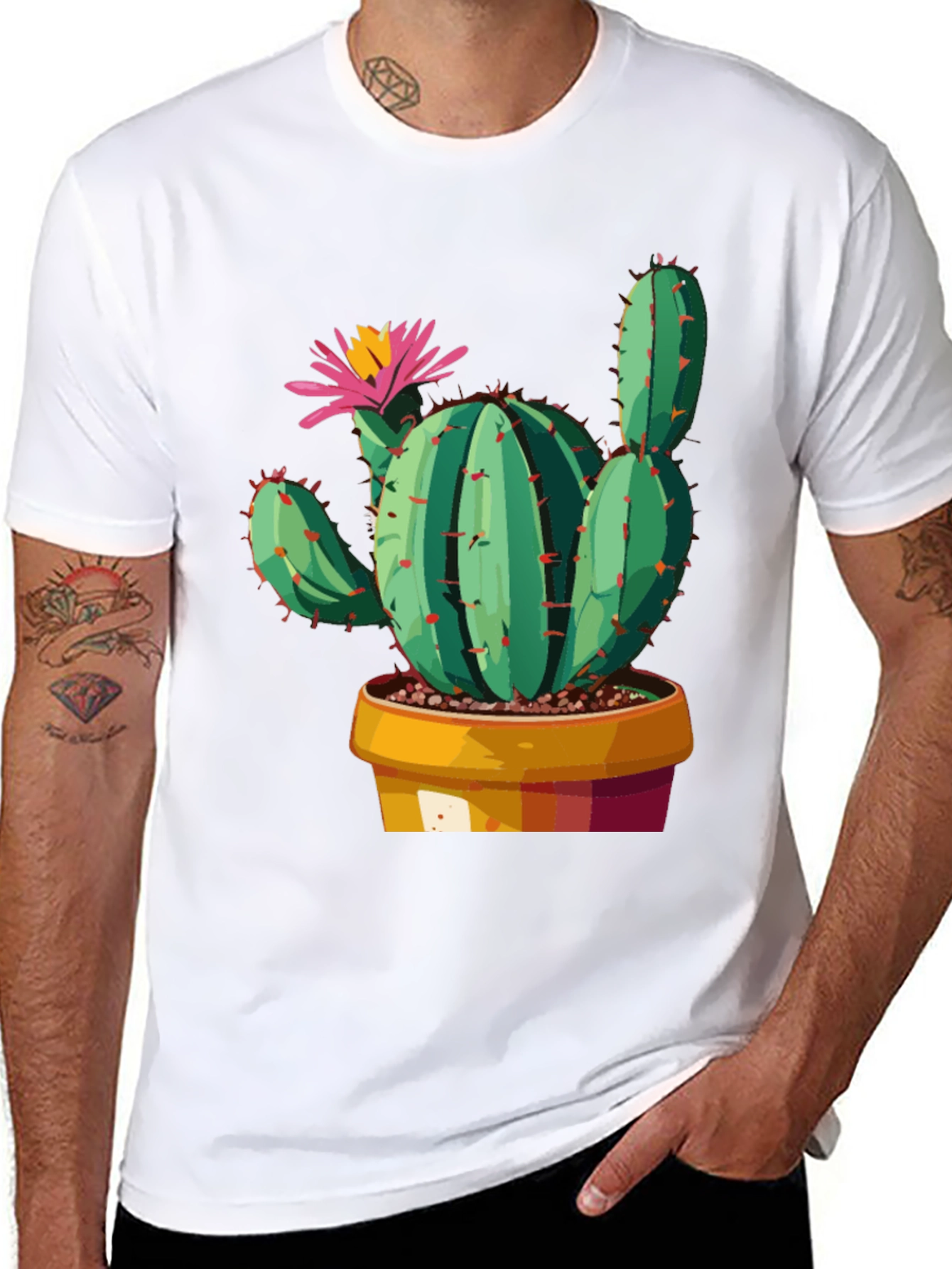 Cactus Flower Graphic Tee - Trendy Unisex T-Shirt