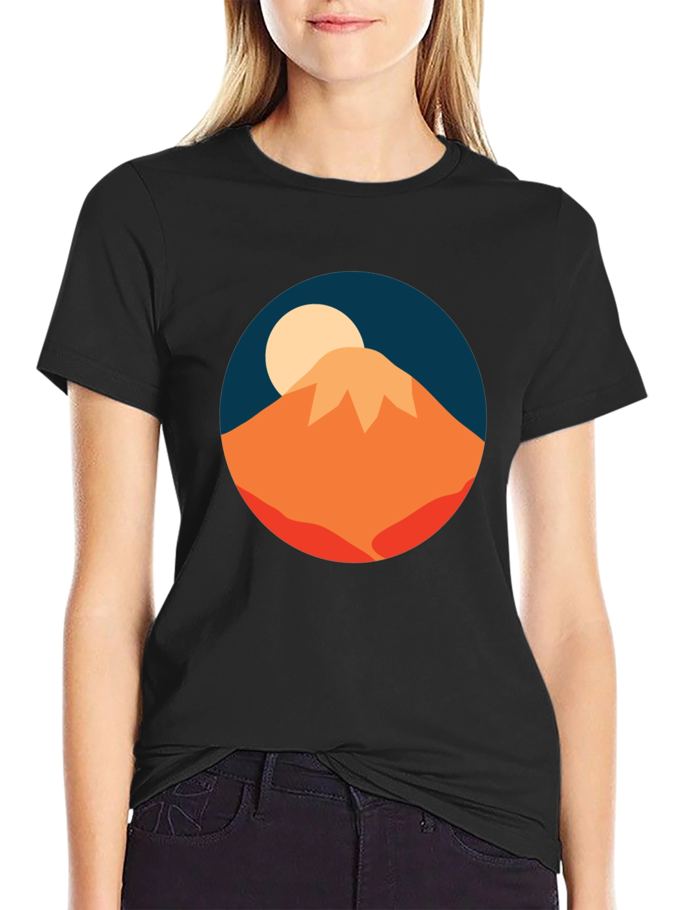 Mountain Moon Graphic Tee - Stylish Black T-Shirt