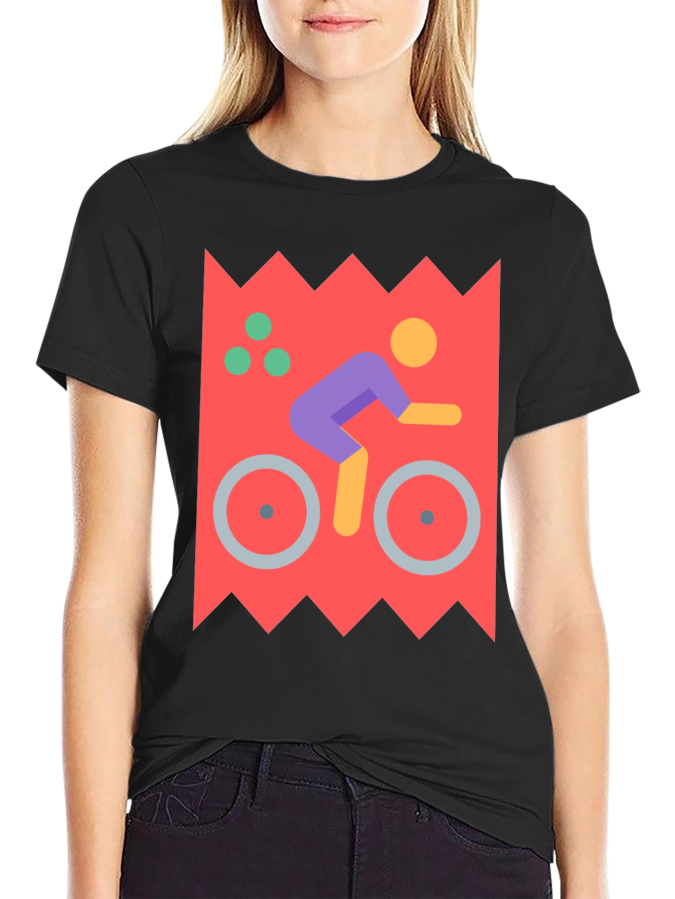 Cycling Graphic Tee - Unique Design Black Shirt
