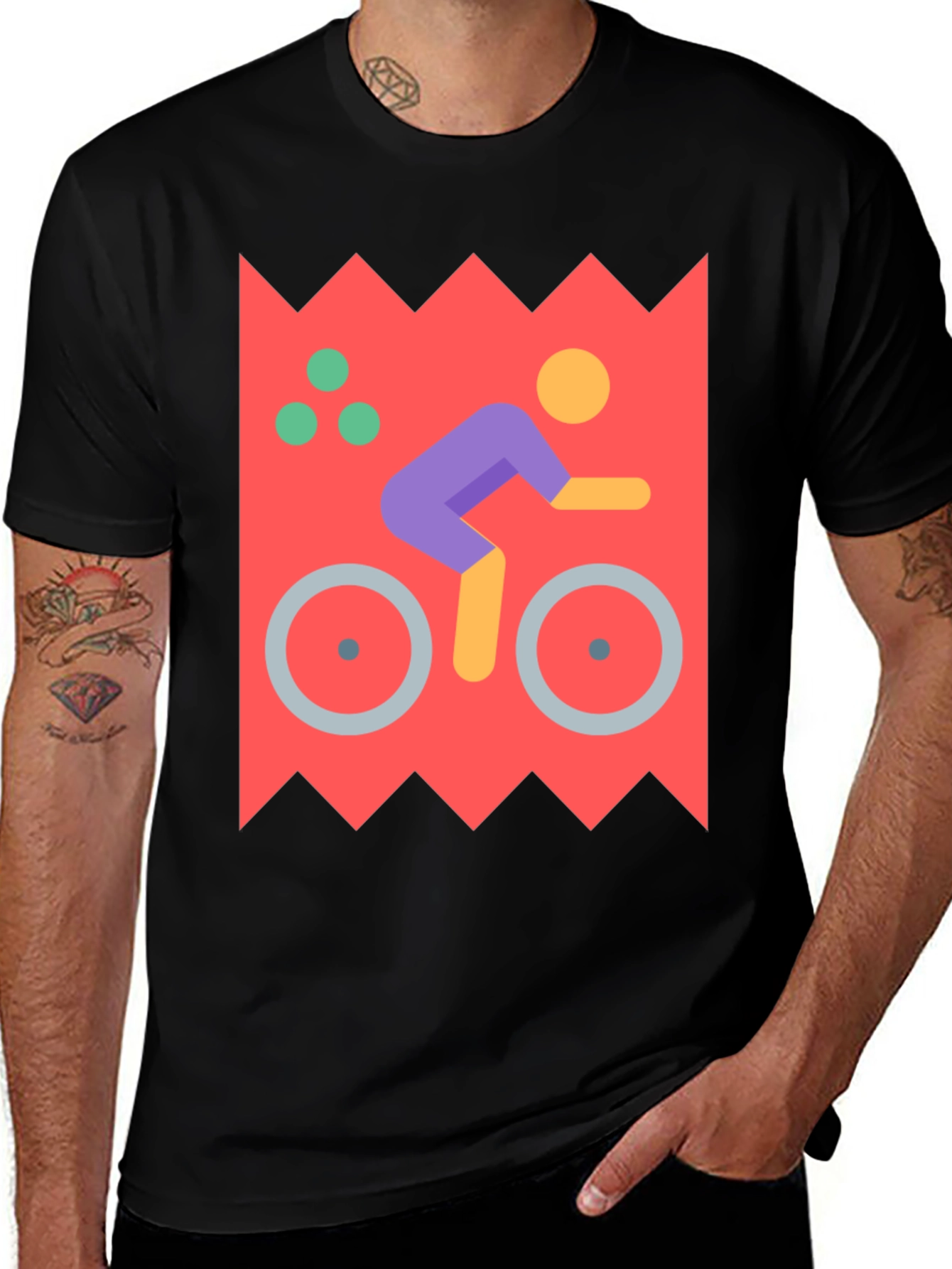Cycling Graphic Tee - Unique Design Black Shirt