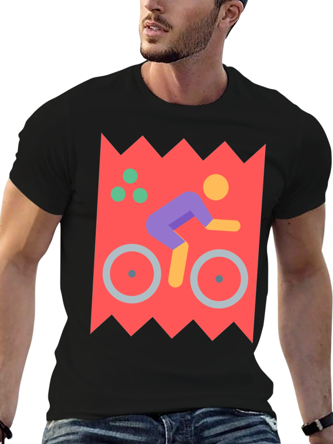 Cycling Graphic Tee - Unique Design Black Shirt