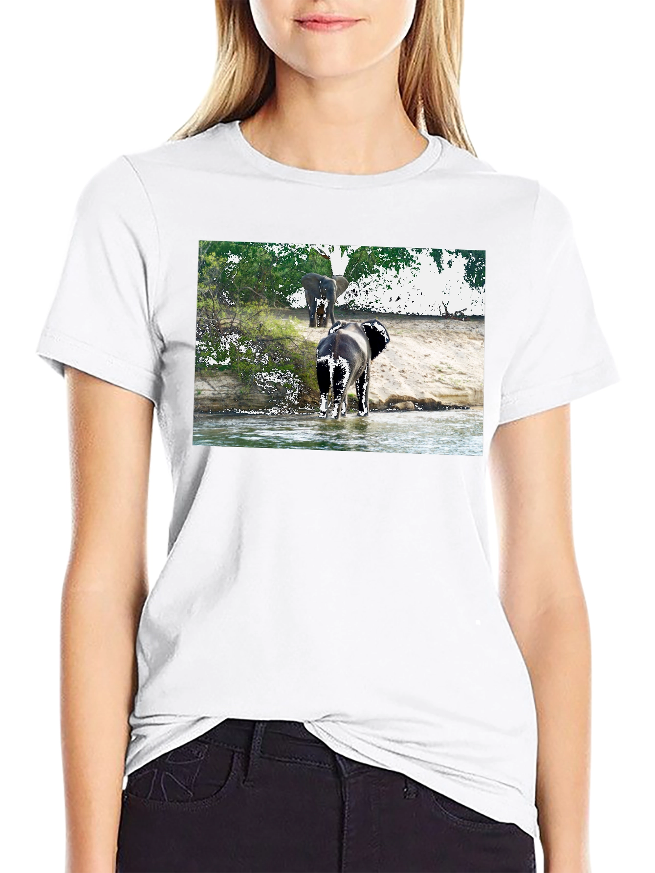Elephant River Black T-Shirt