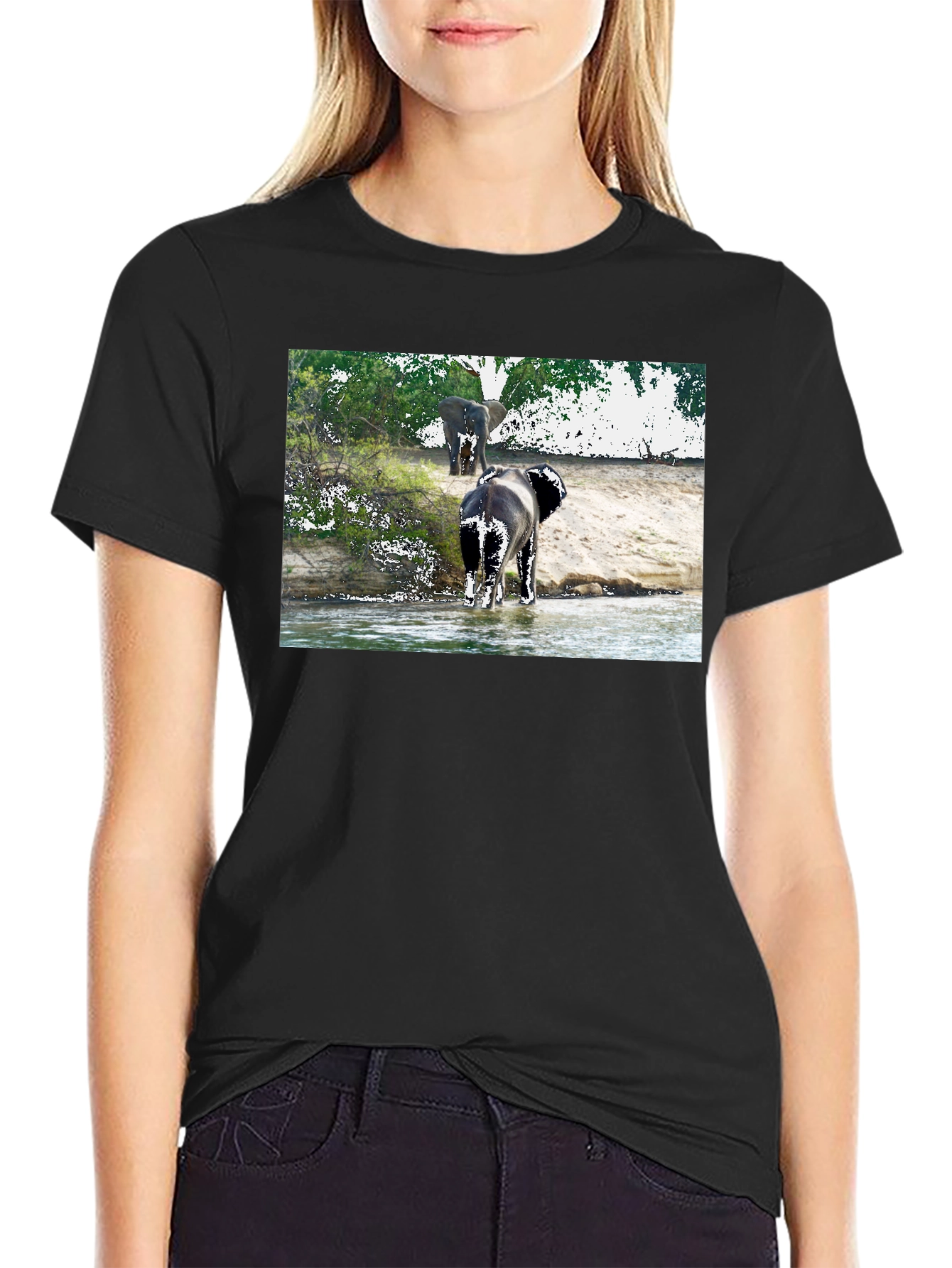 Elephant River Black T-Shirt