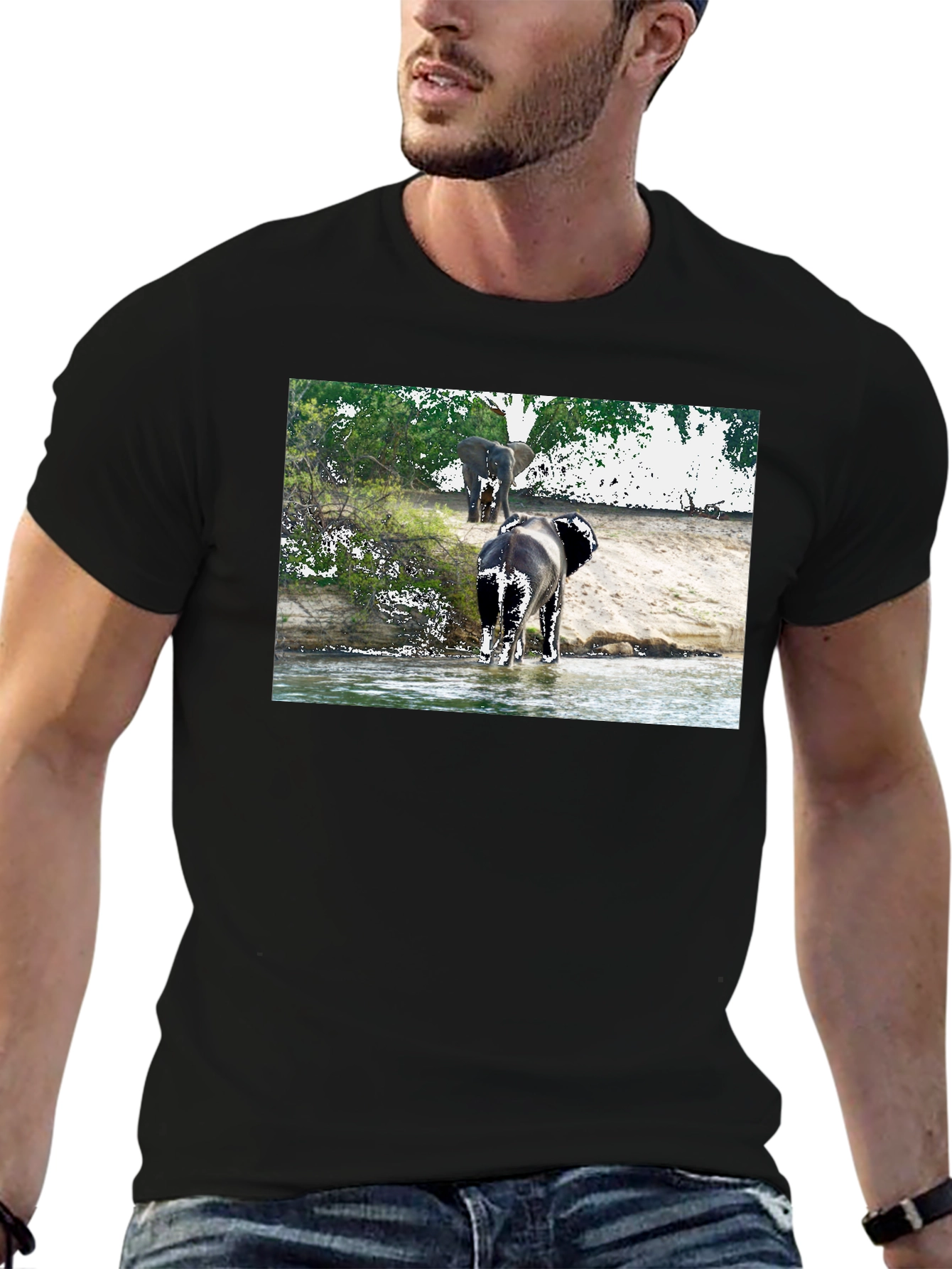 Elephant River Black T-Shirt