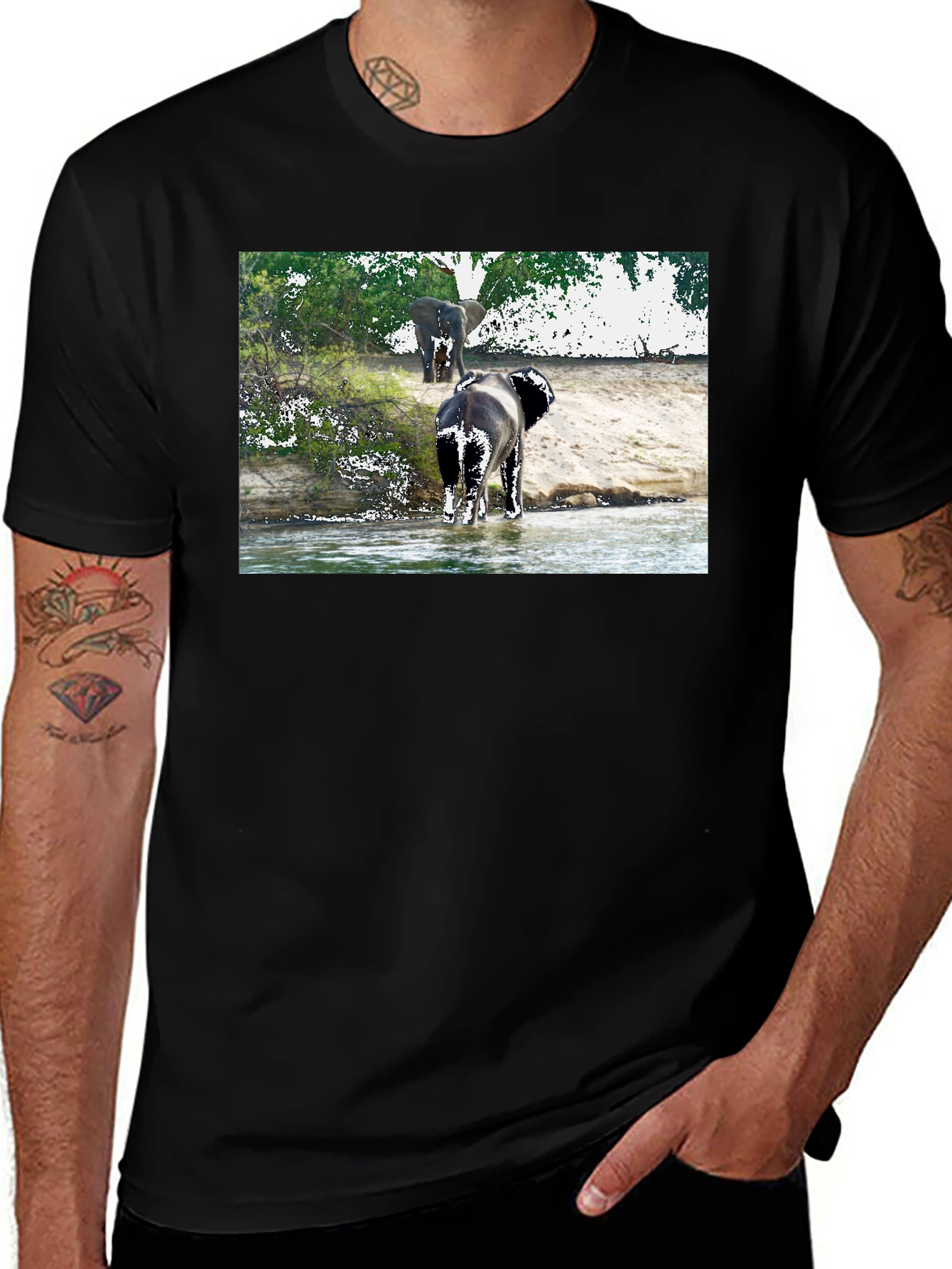 Elephant River Black T-Shirt
