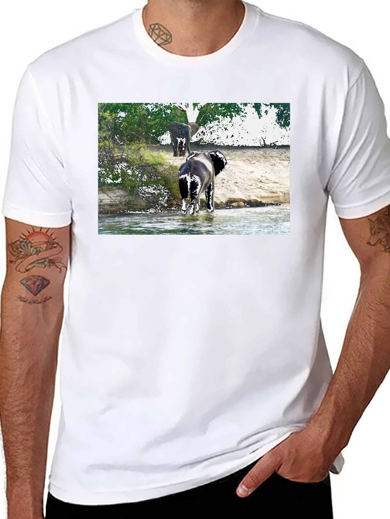 Elephant River Black T-Shirt