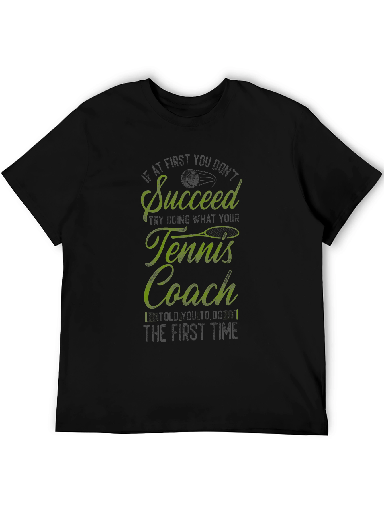 Succeed Tennis Coach Graphic Tee - Black Cotton T-Shirt