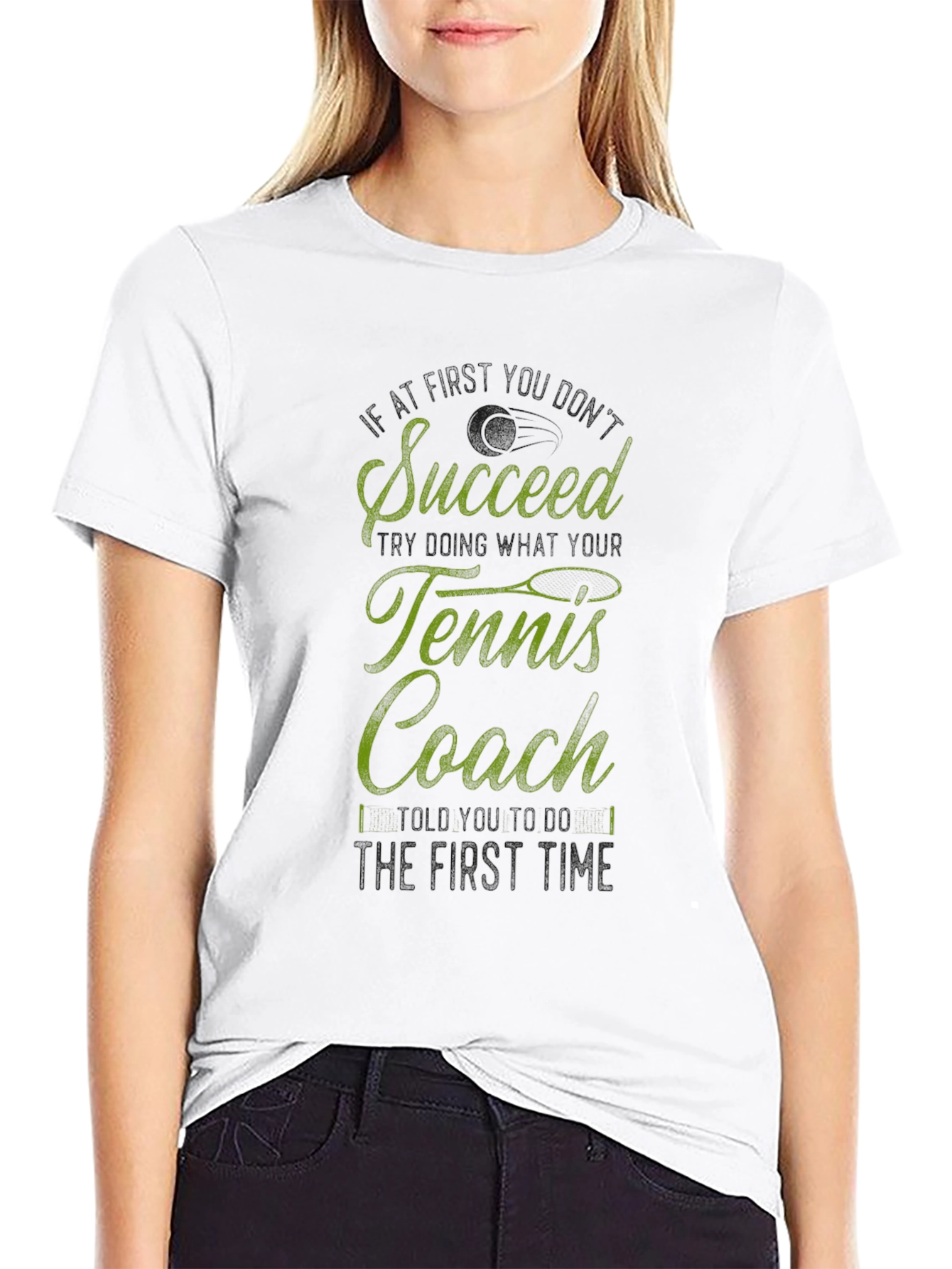 Succeed Tennis Coach Graphic Tee - Black Cotton T-Shirt
