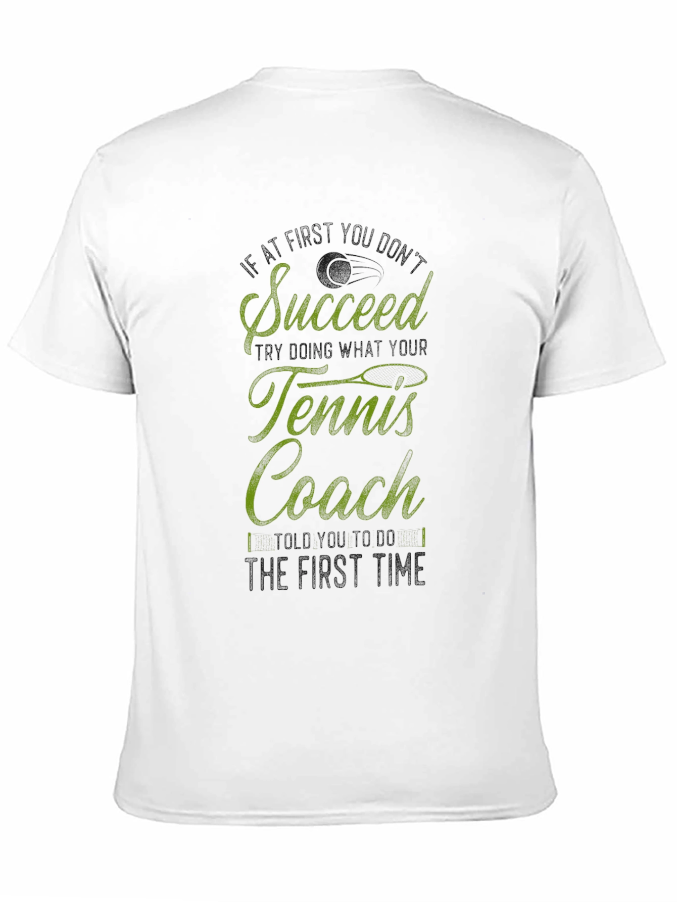 Succeed Tennis Coach Graphic Tee - Black Cotton T-Shirt