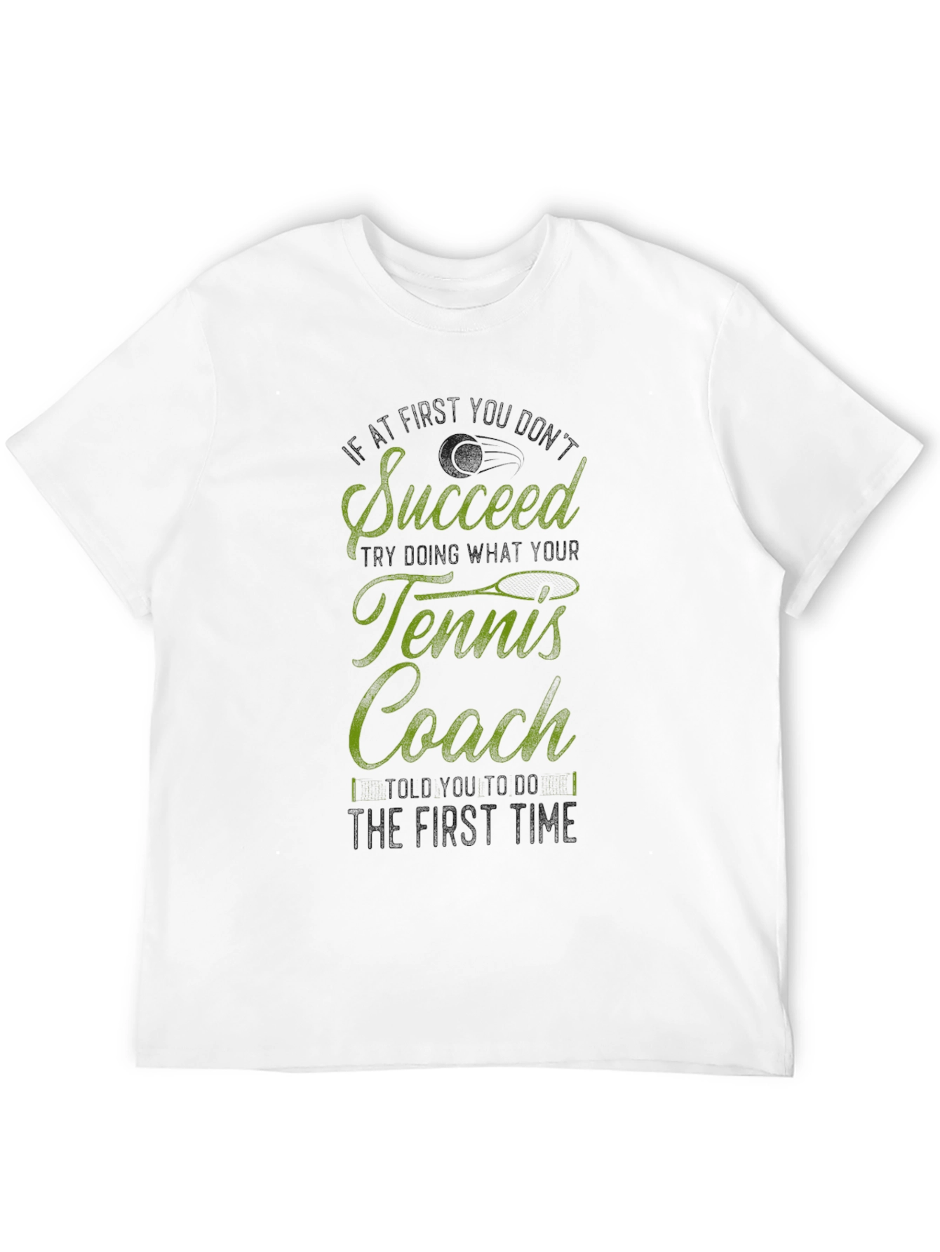 Succeed Tennis Coach Graphic Tee - Black Cotton T-Shirt