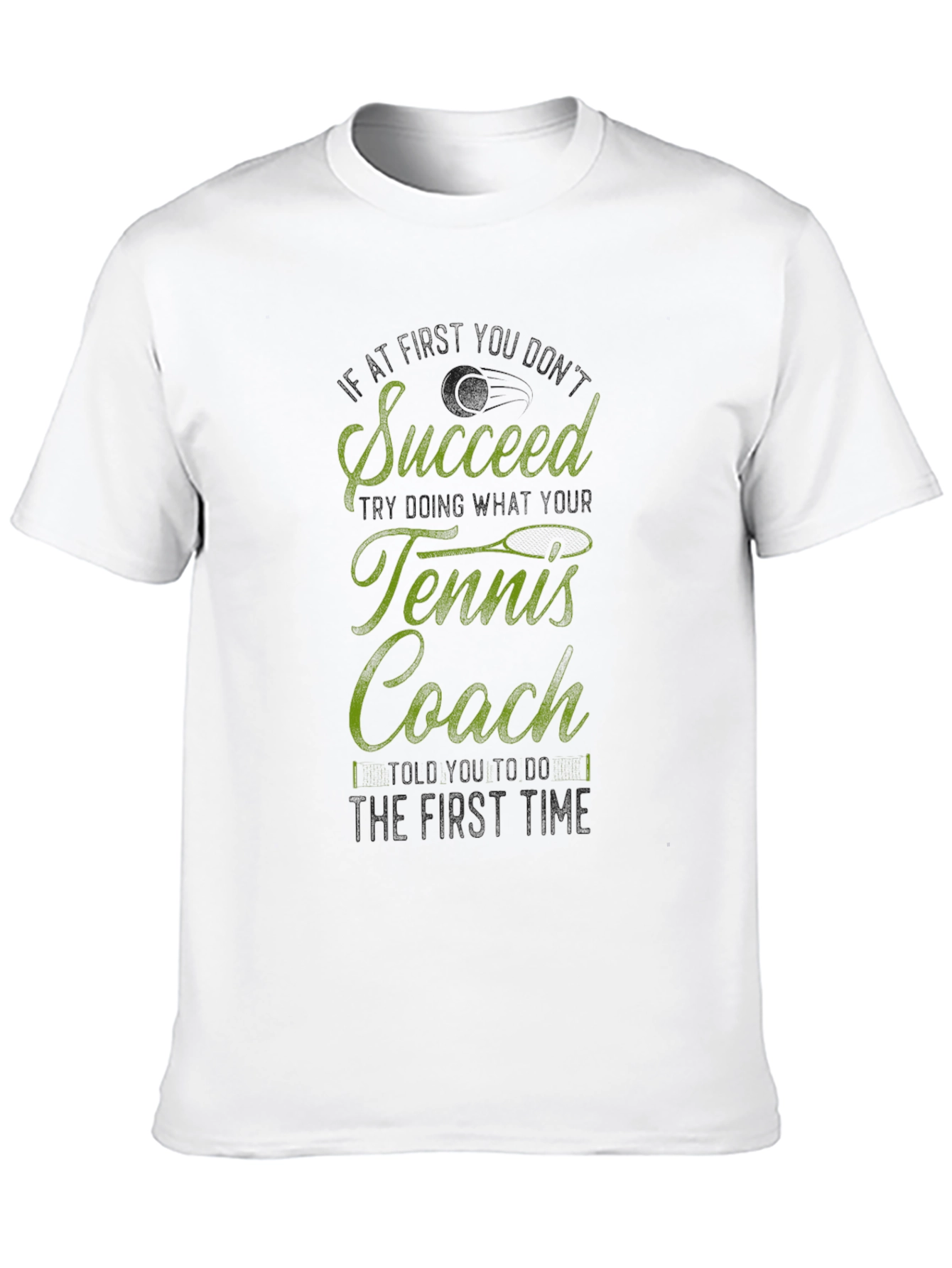 Succeed Tennis Coach Graphic Tee - Black Cotton T-Shirt