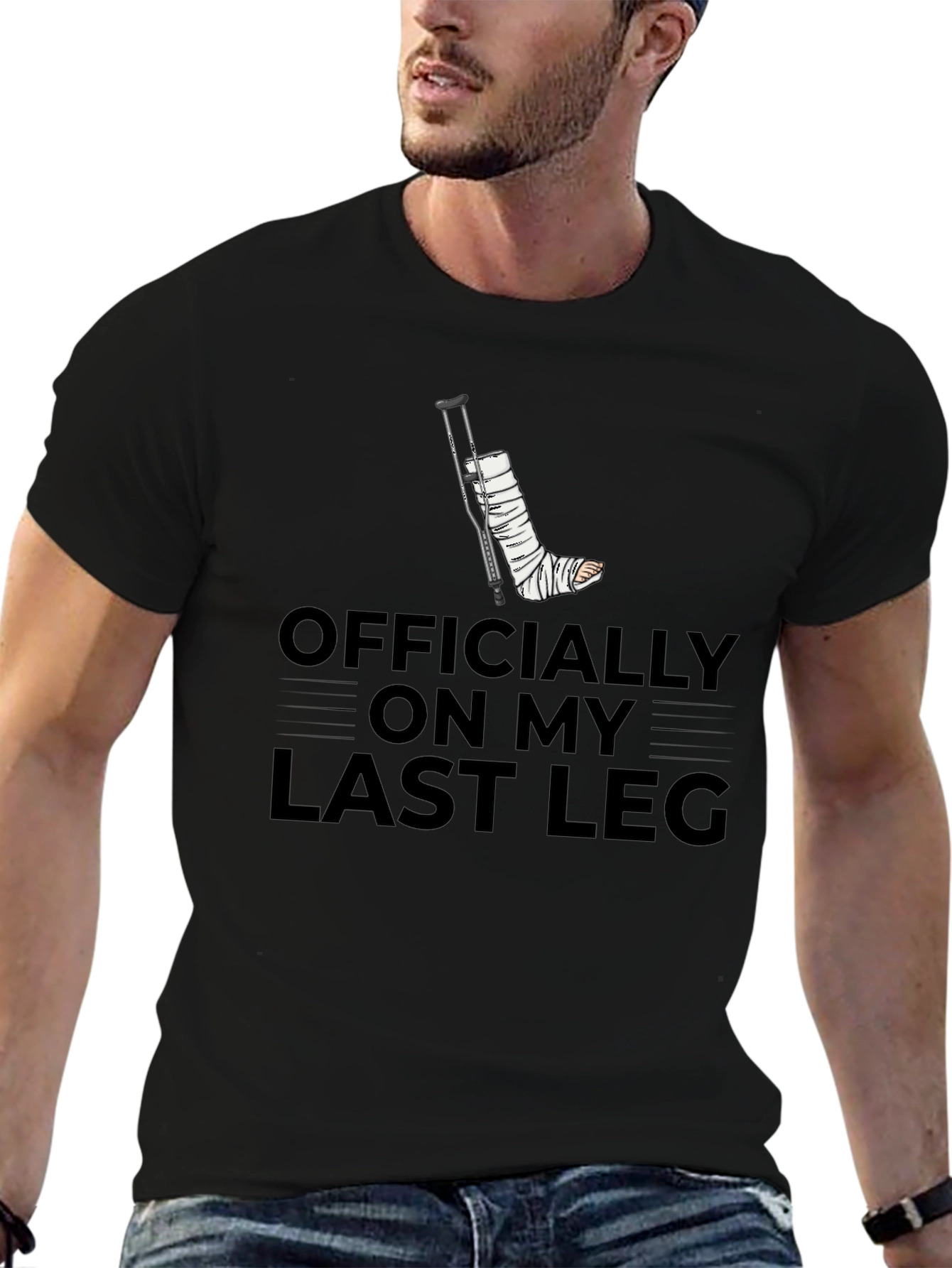 Officially On My Last Leg Black T-Shirt