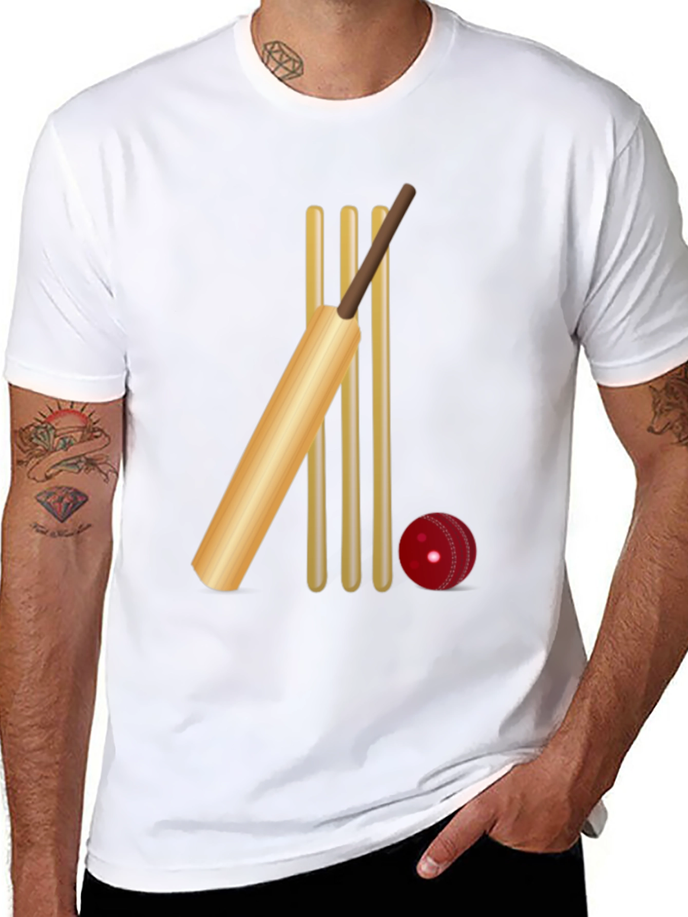 Cricket Bat & Wicket Graphic Tee