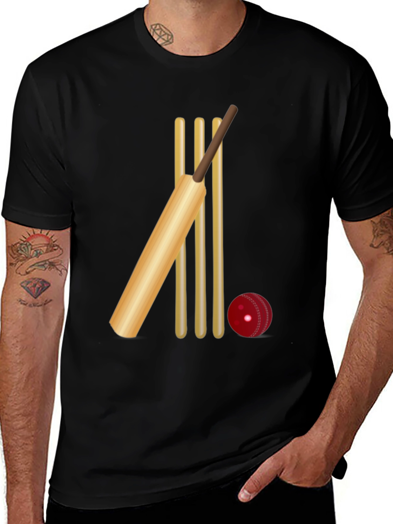 Cricket Bat & Wicket Graphic Tee