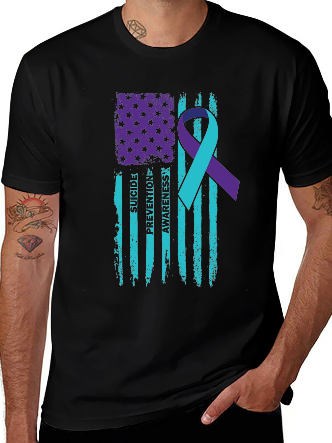 Suicide Prevention Awareness American Flag T-Shirt