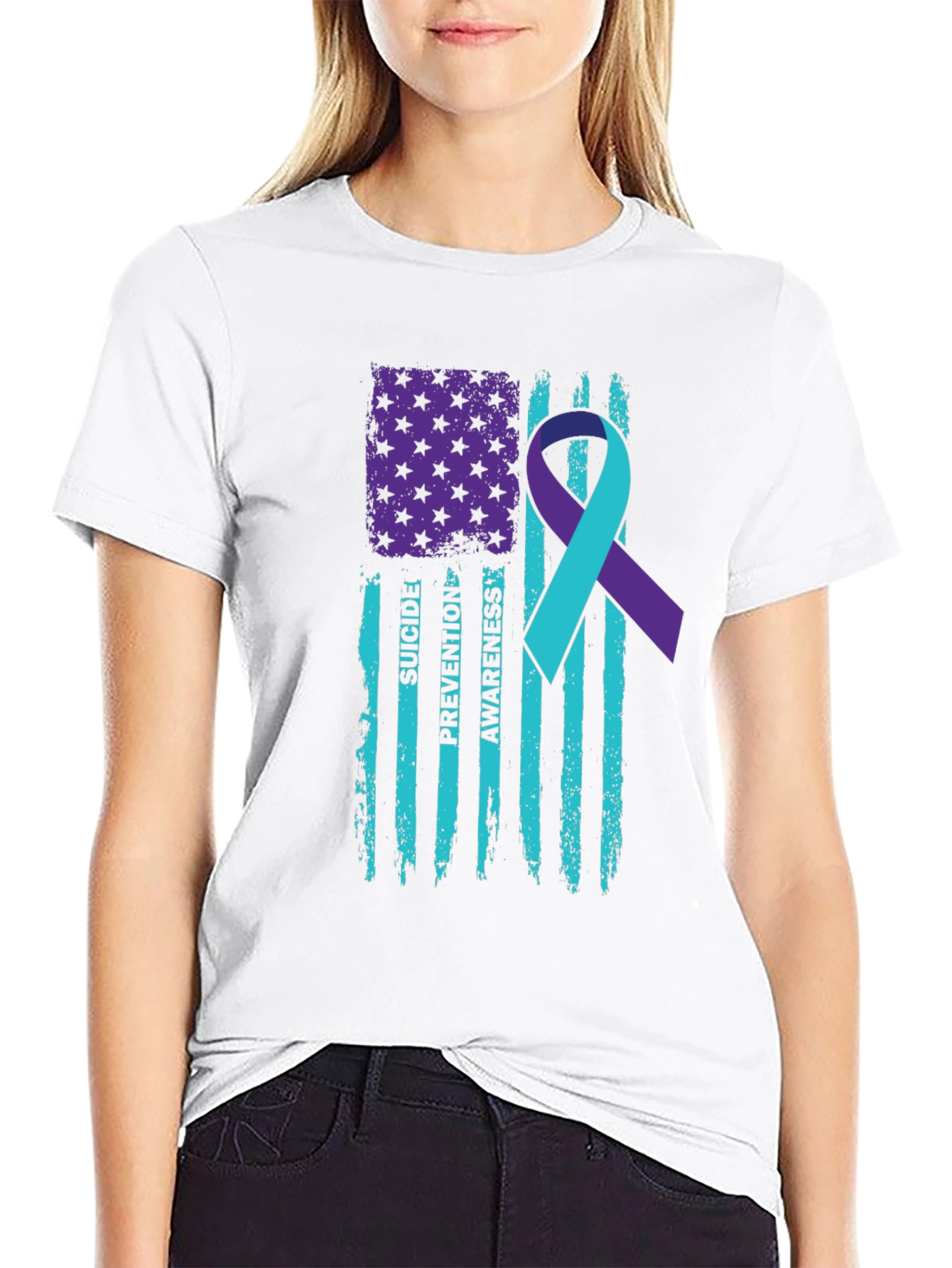 Suicide Prevention Awareness American Flag T-Shirt