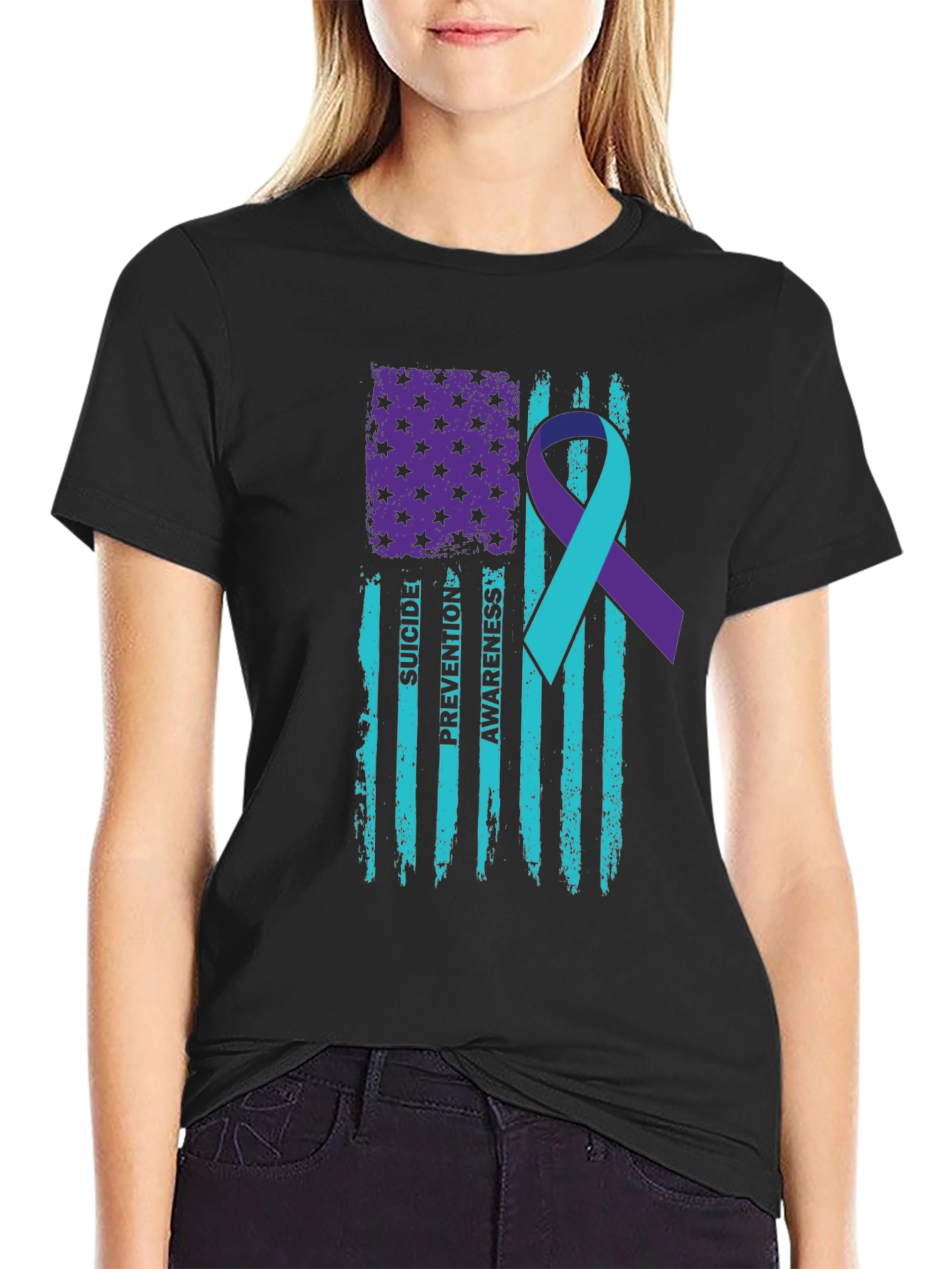 Suicide Prevention Awareness American Flag T-Shirt