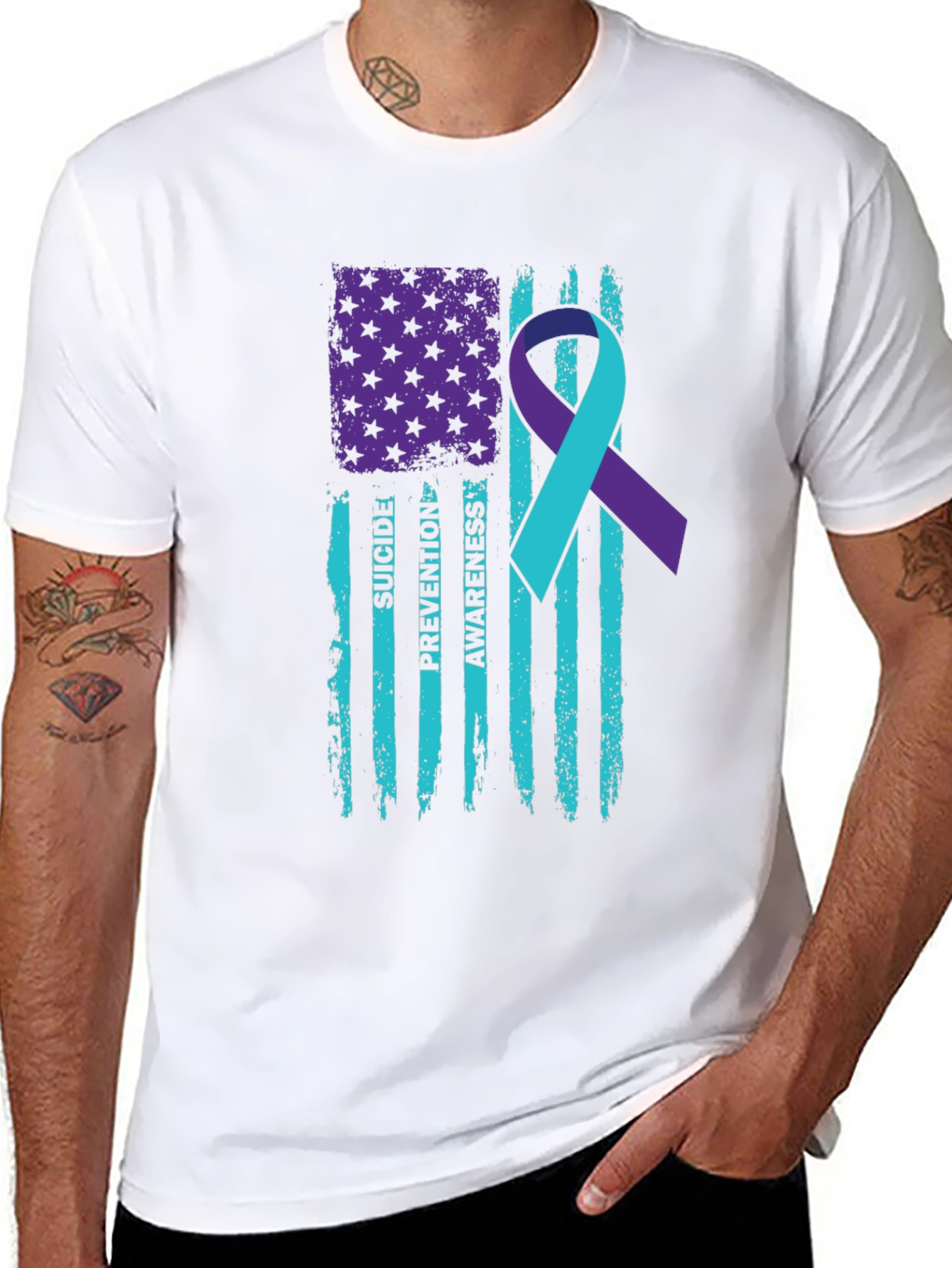 Suicide Prevention Awareness American Flag T-Shirt