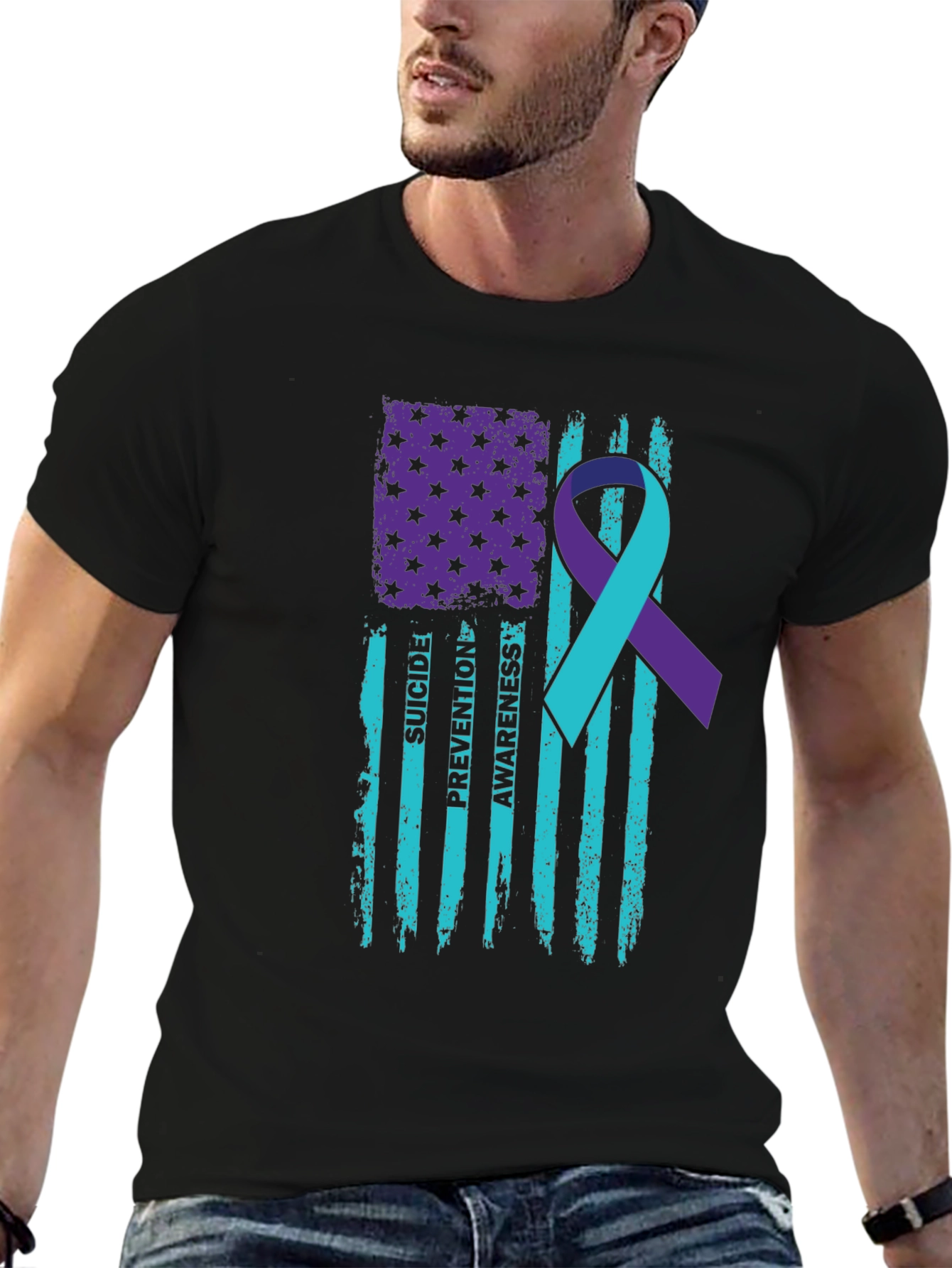 Suicide Prevention Awareness American Flag T-Shirt