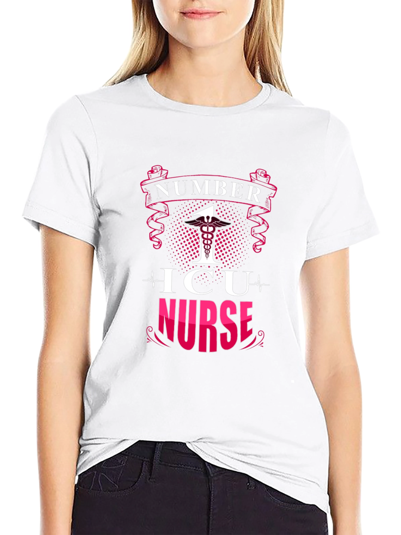 Number One ICU Nurse Black T-Shirt