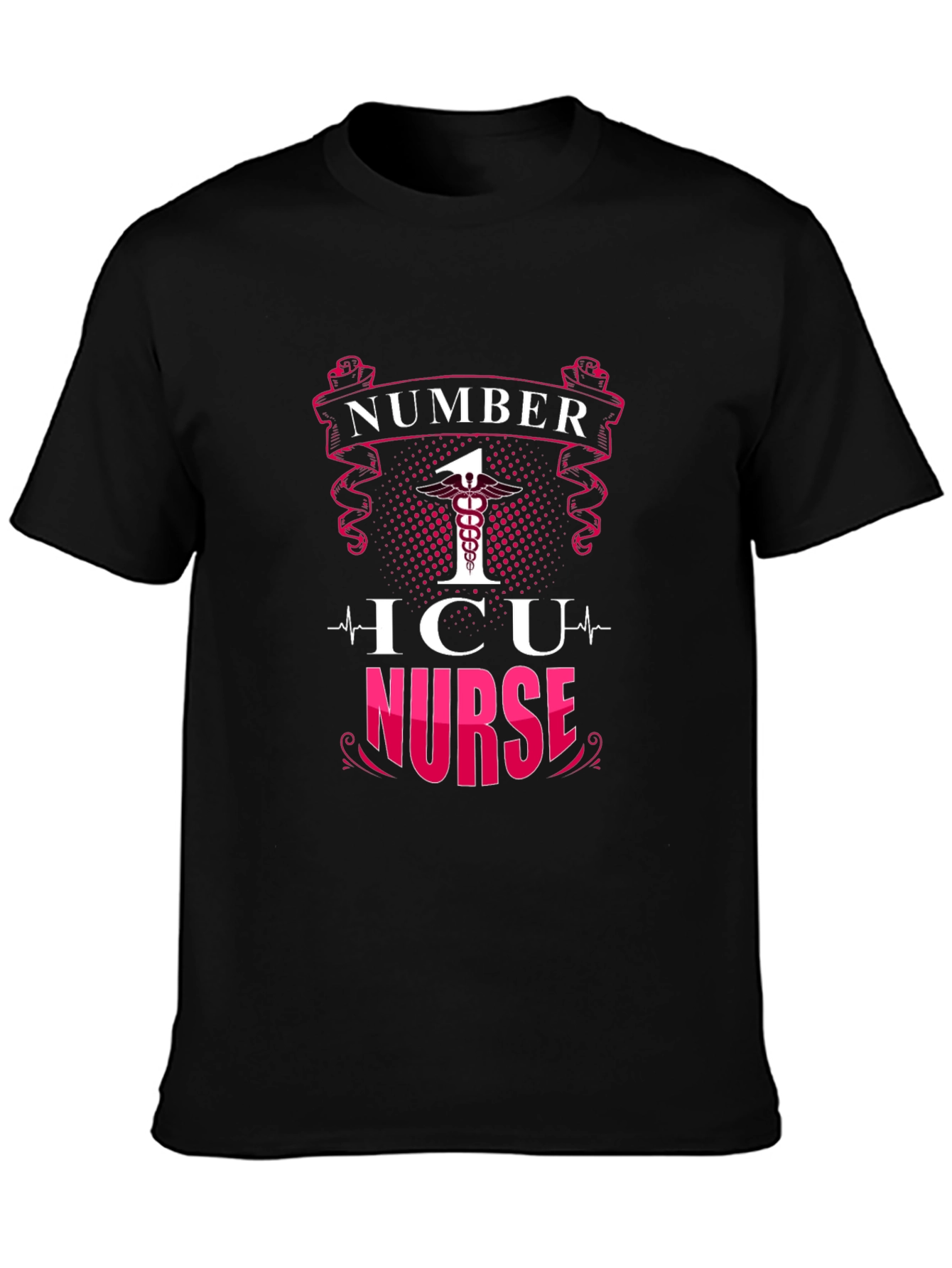 Number One ICU Nurse Black T-Shirt