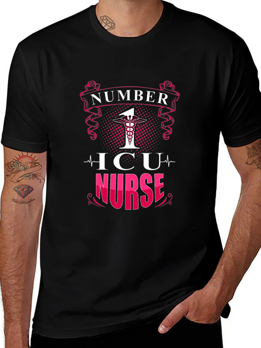Number One ICU Nurse Black T-Shirt