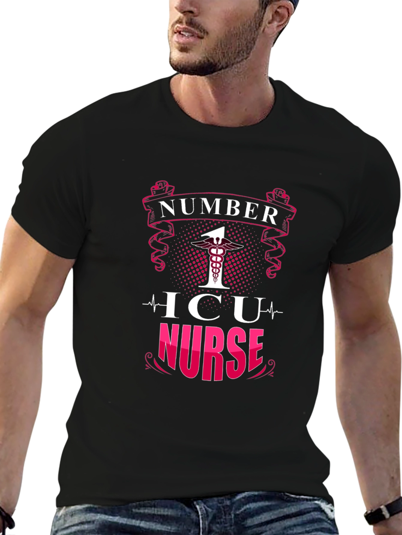 Number One ICU Nurse Black T-Shirt
