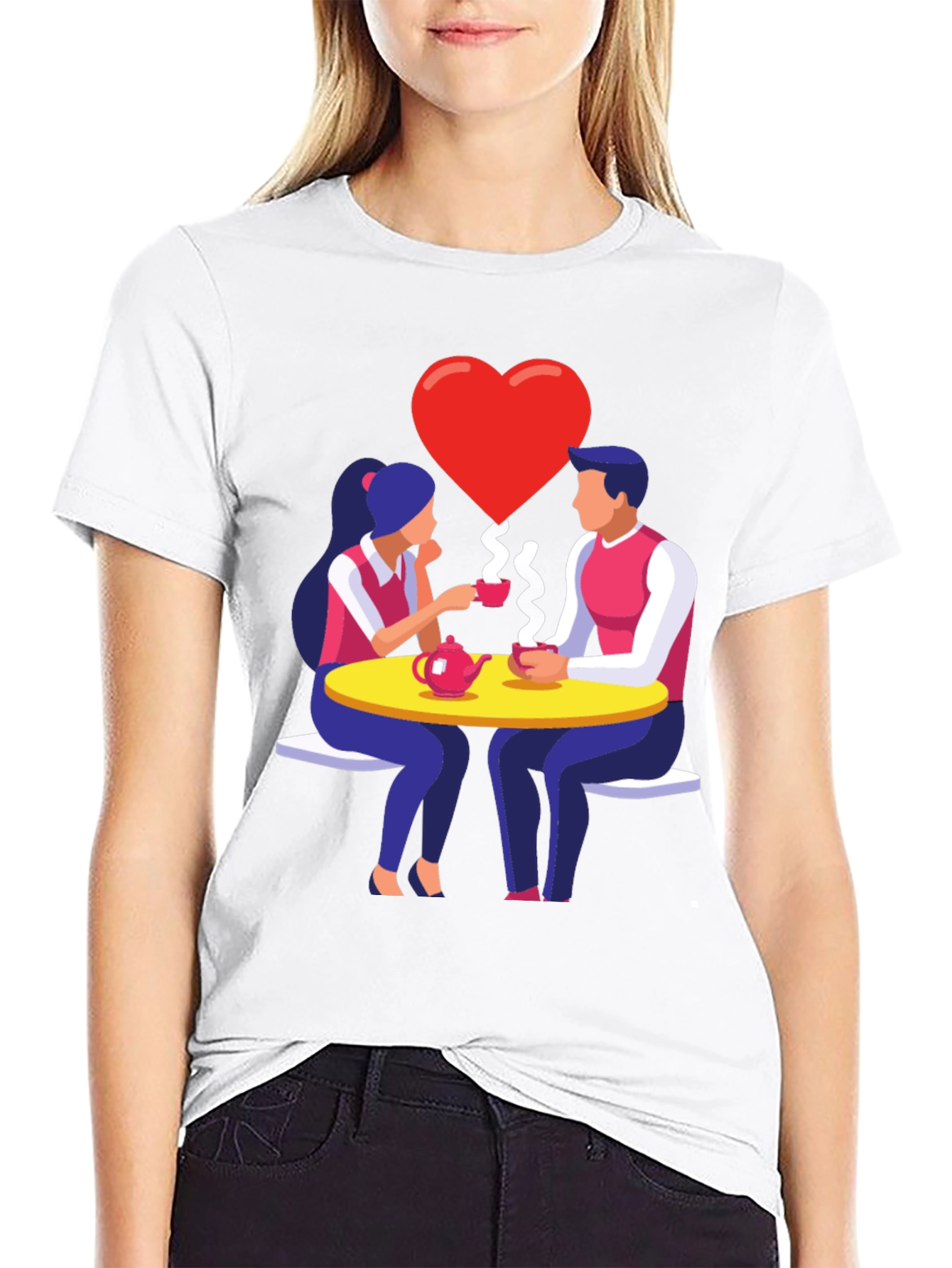 Romantic Tea Date Graphic T-Shirt