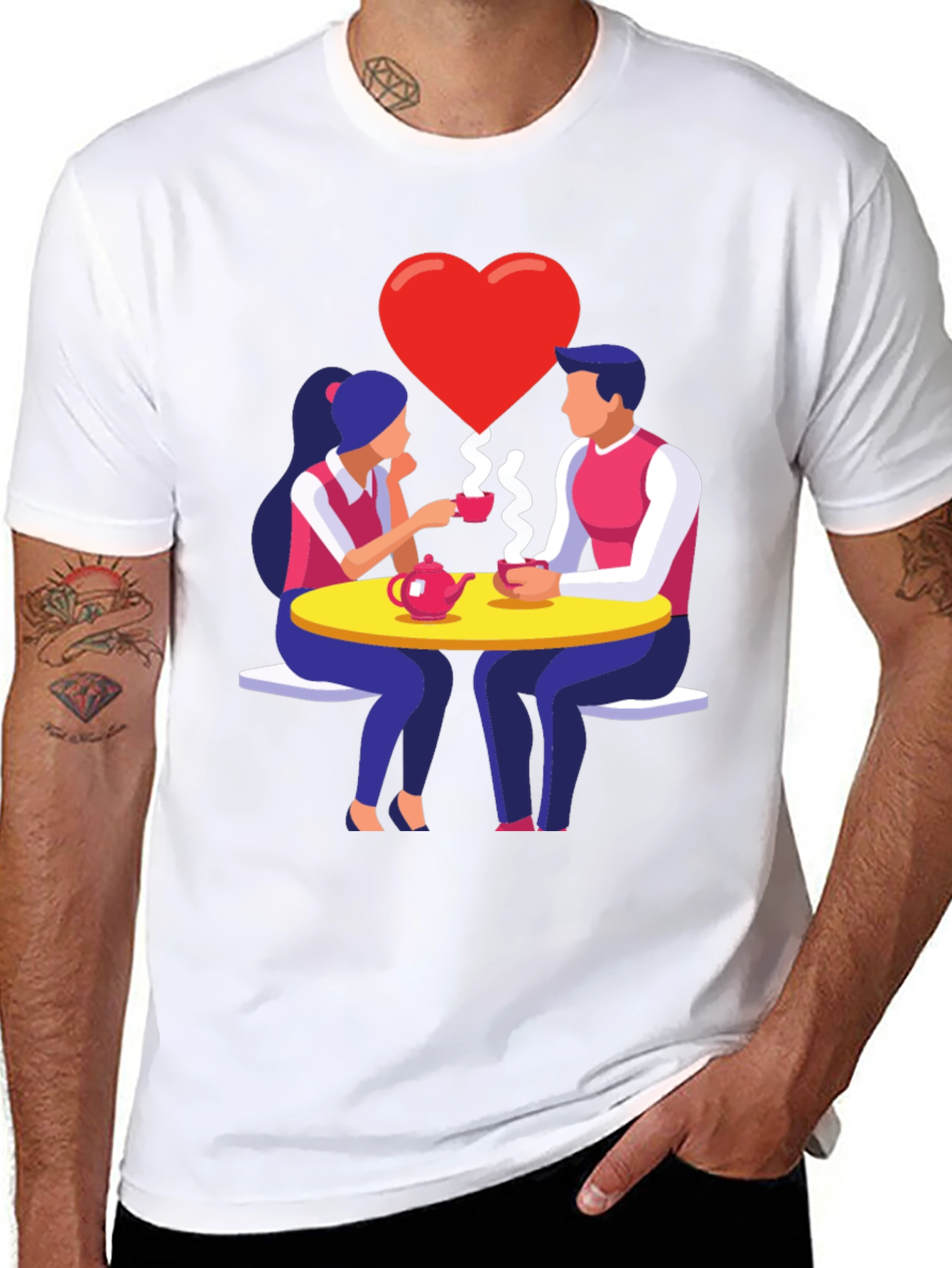 Romantic Tea Date Graphic T-Shirt