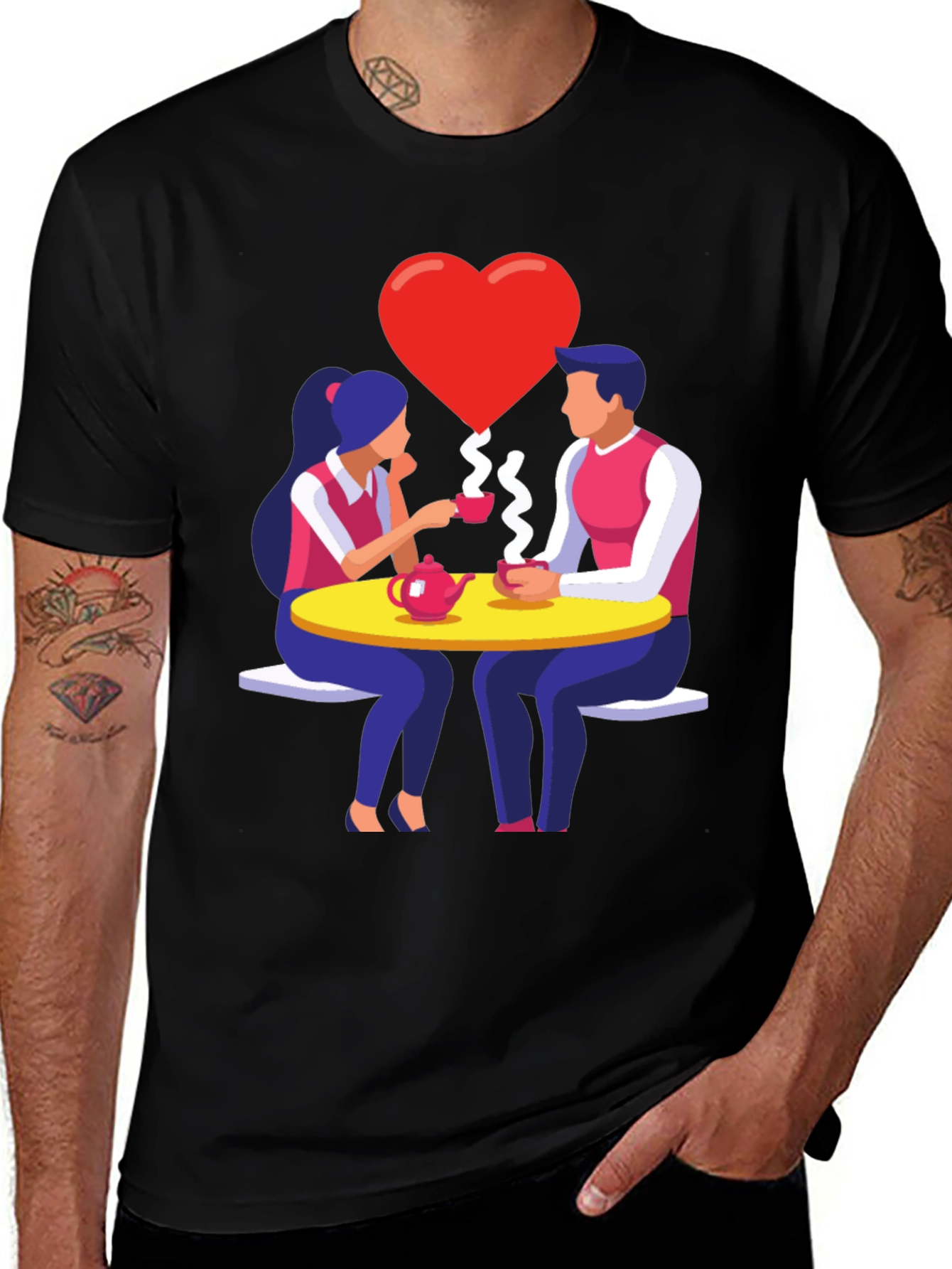Romantic Tea Date Graphic T-Shirt