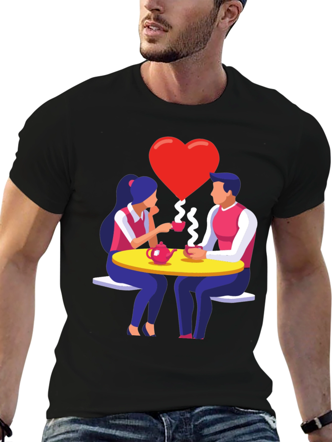 Romantic Tea Date Graphic T-Shirt